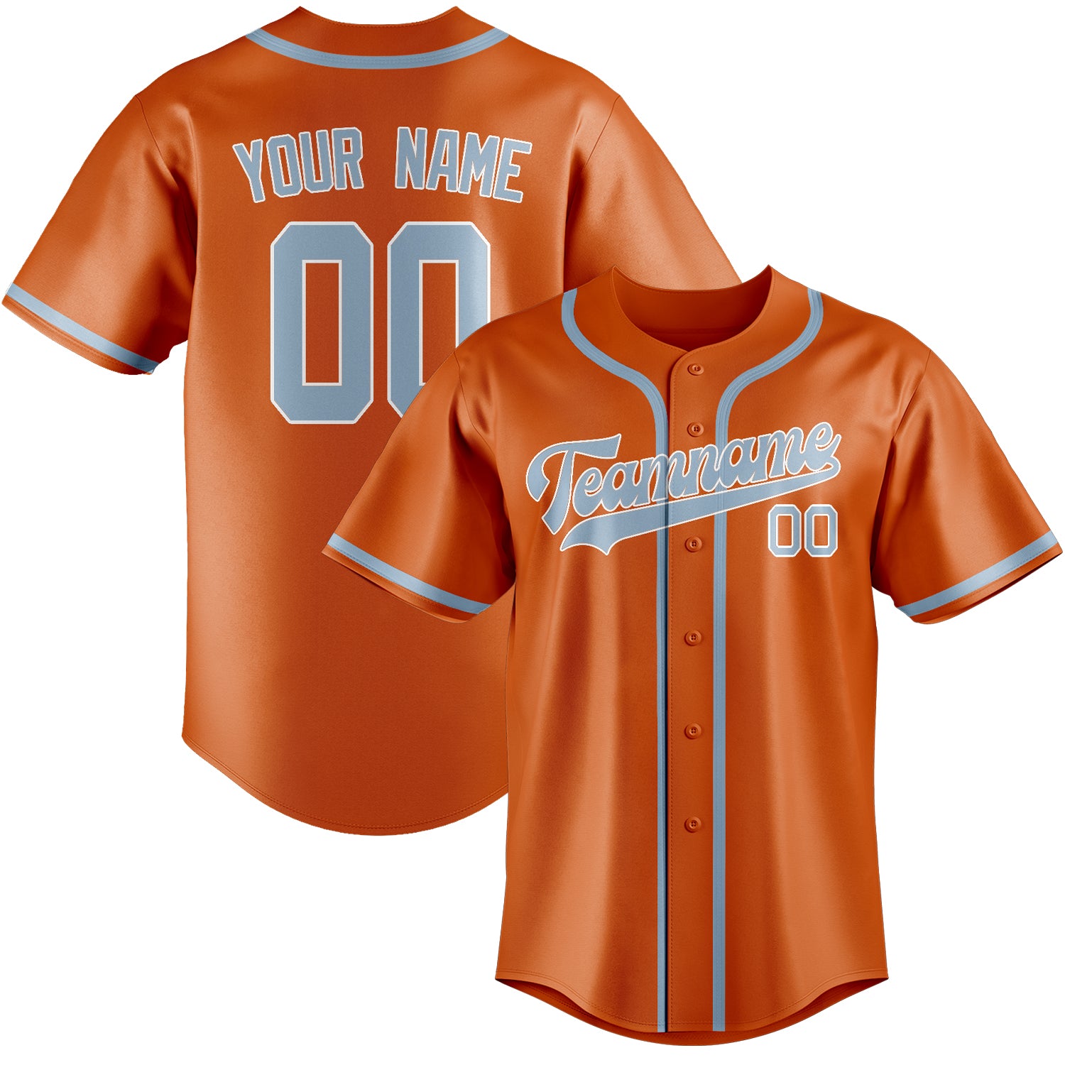 Custom Orange Light Blue Baseball Jersey