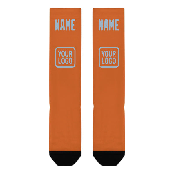 Custom Orange Light Blue Knee-High Sock