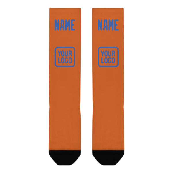Custom Orange Sky Blue Knee-High Sock