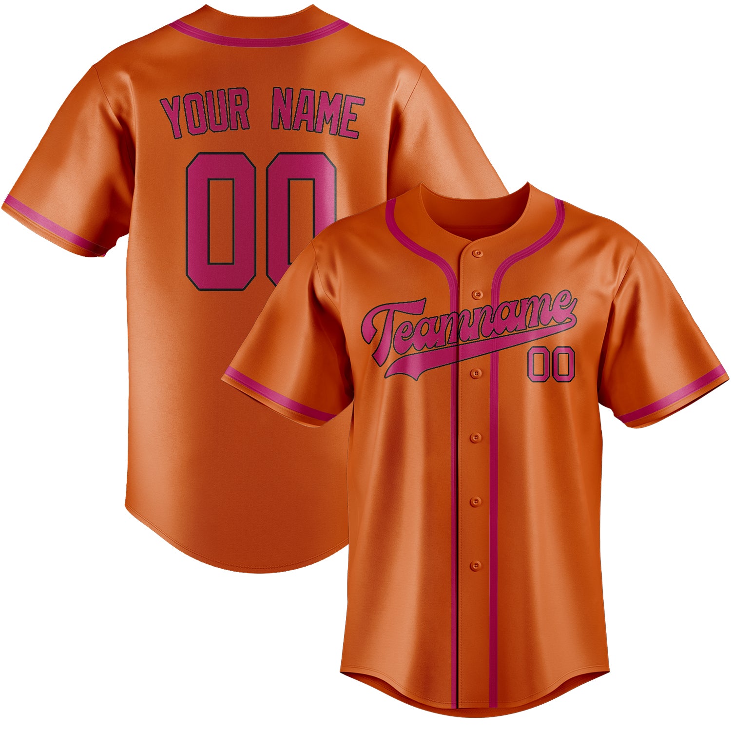 Custom Orange Pink Baseball Jersey