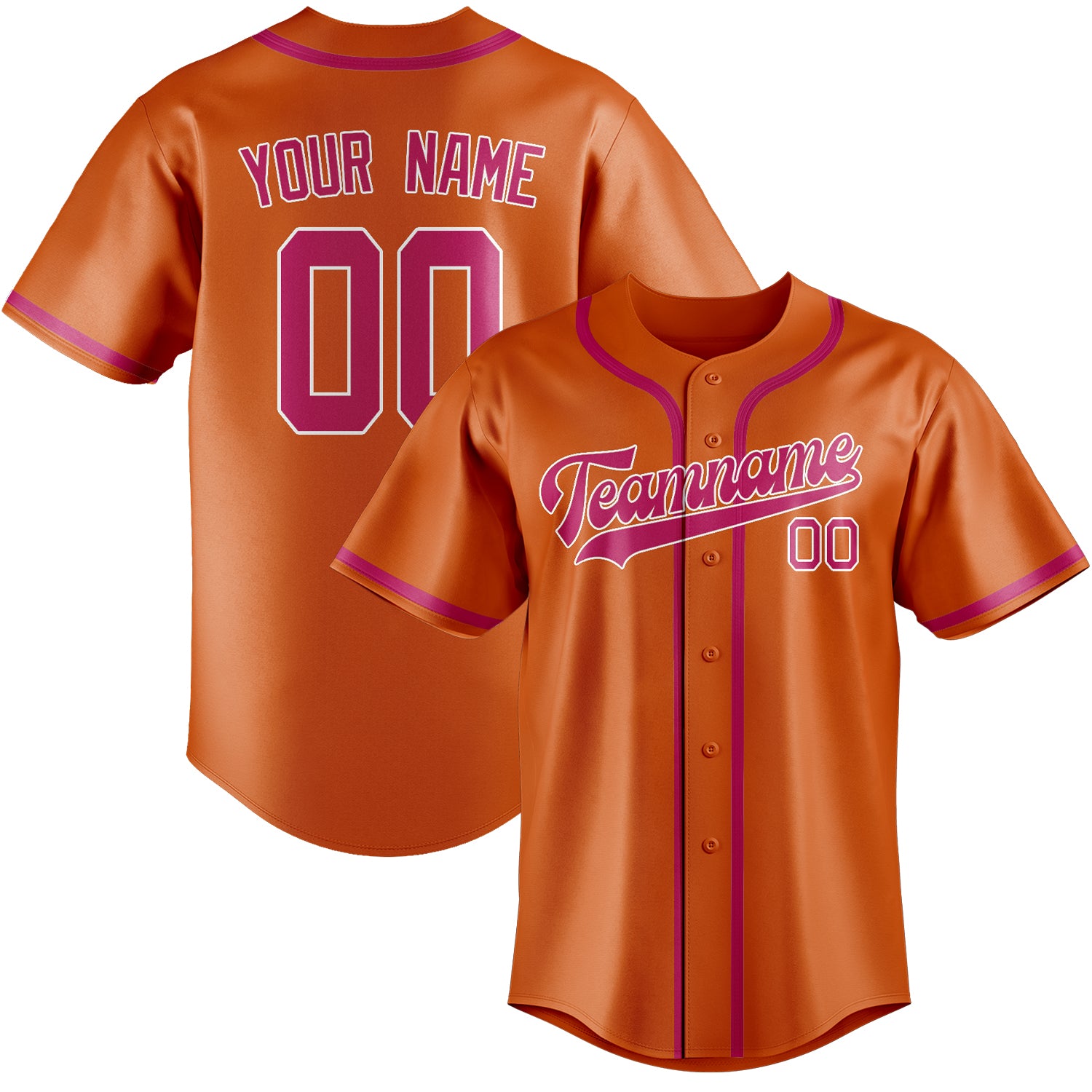 Custom Orange Pink Baseball Jersey