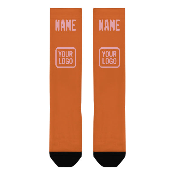Custom Orange Light Pink Knee-High Sock