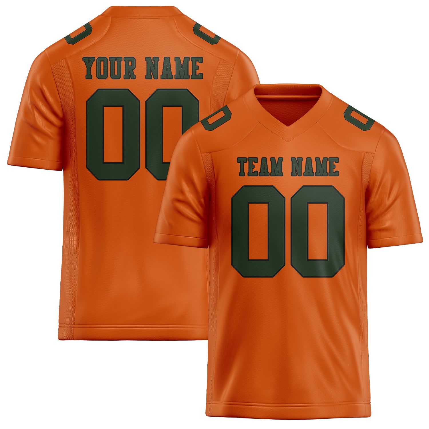 Custom Orange Dark Green Football Jersey