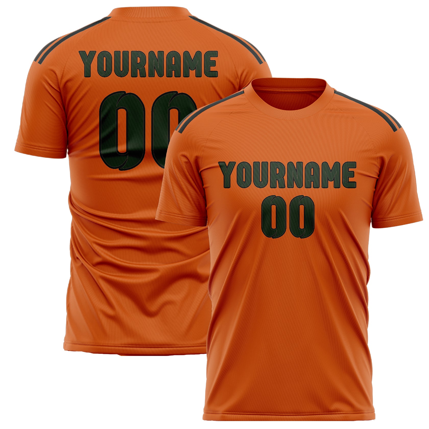 Custom Orange Dark Green Soccer Jersey