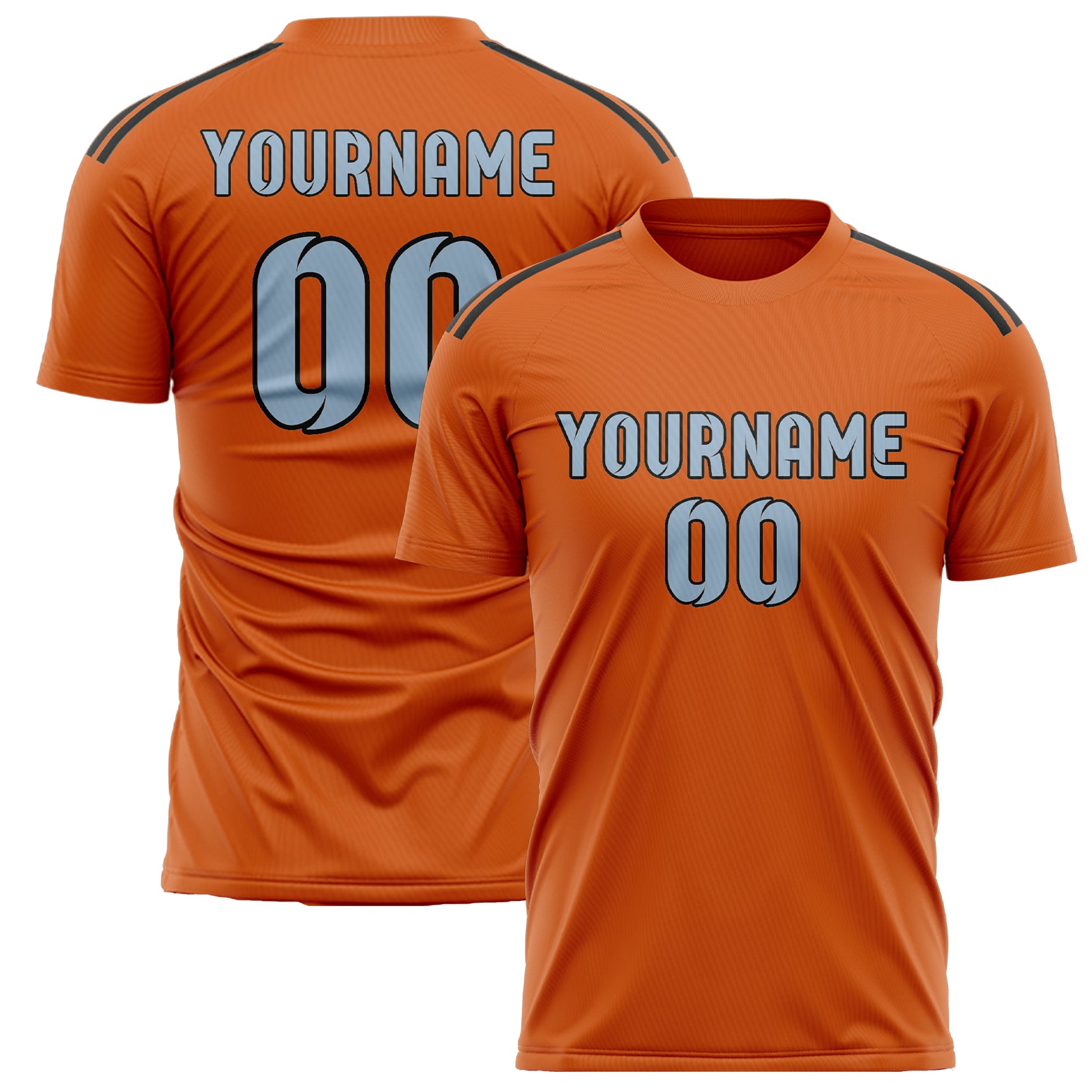 Custom Orange Light Blue Soccer Jersey