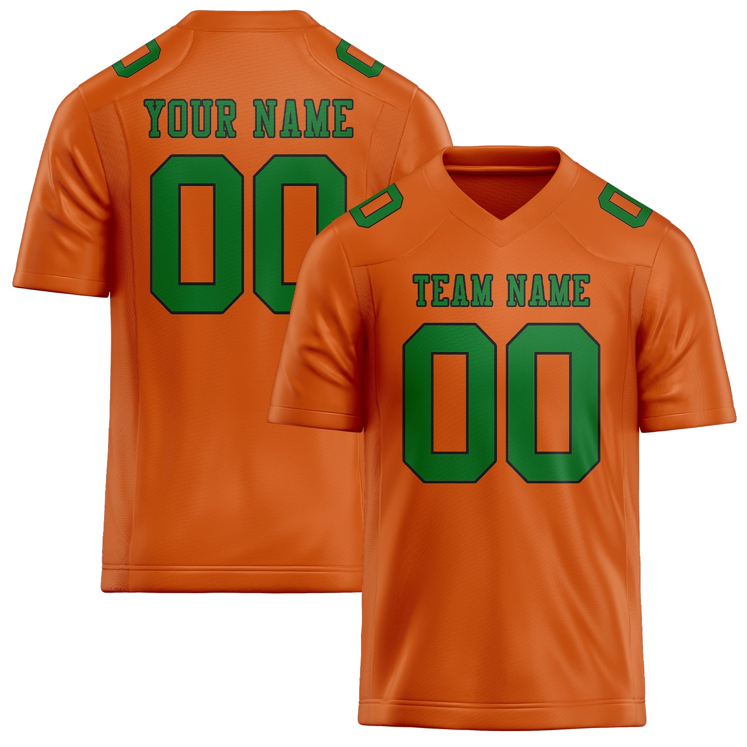 Custom Orange Emerald Green Football Jersey