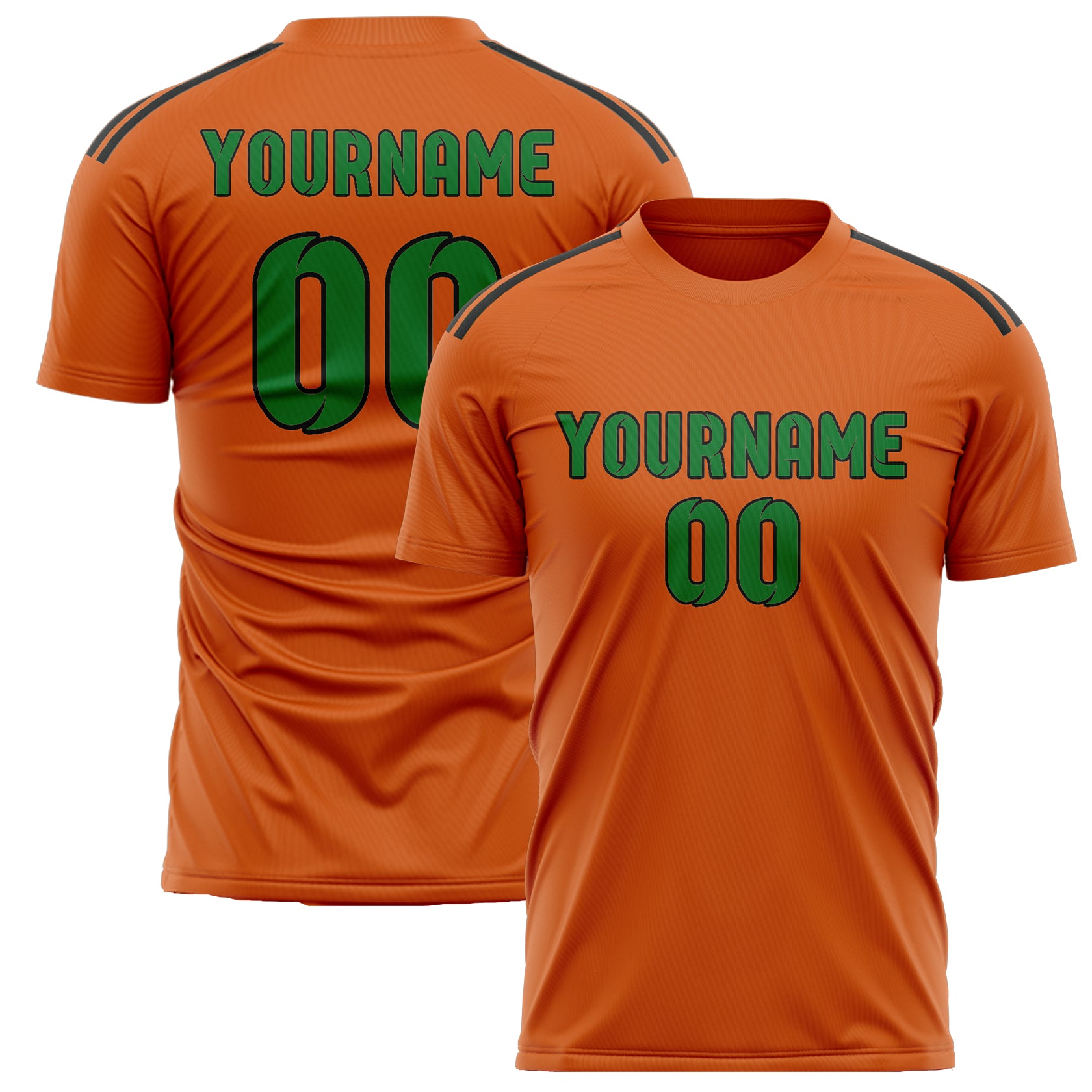 Custom Orange Emerald Green Soccer Jersey