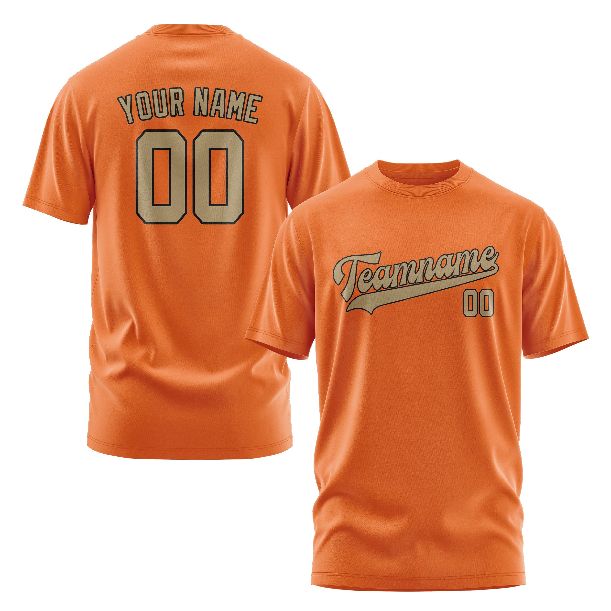 Custom Orange Light Khaki T-Shirt