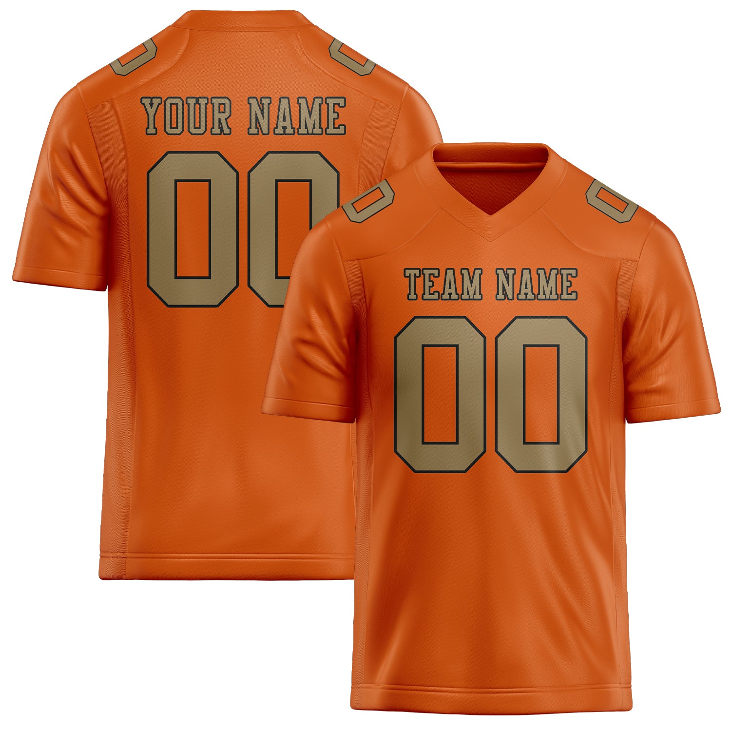 Custom Orange Light Khaki Football Jersey