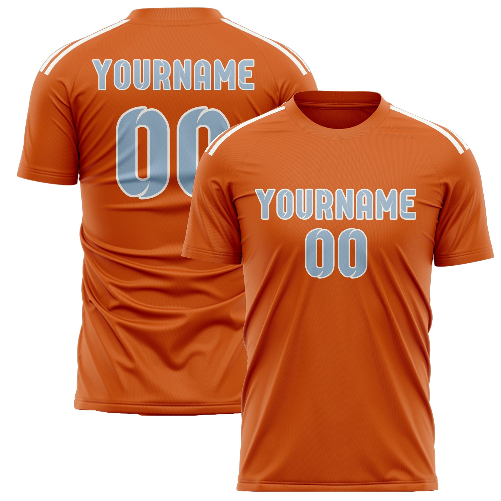 Custom Orange Light Blue Soccer Jersey