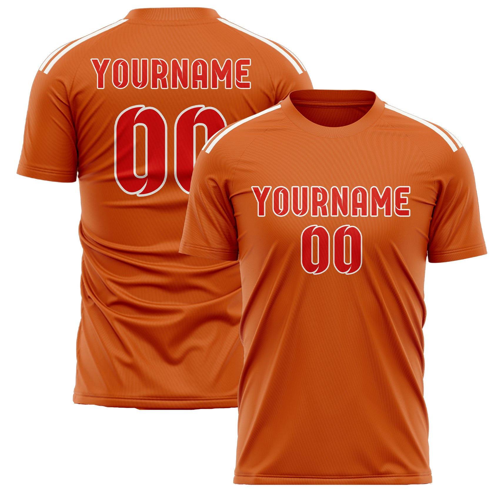 Custom Orange Orange Red Soccer Jersey