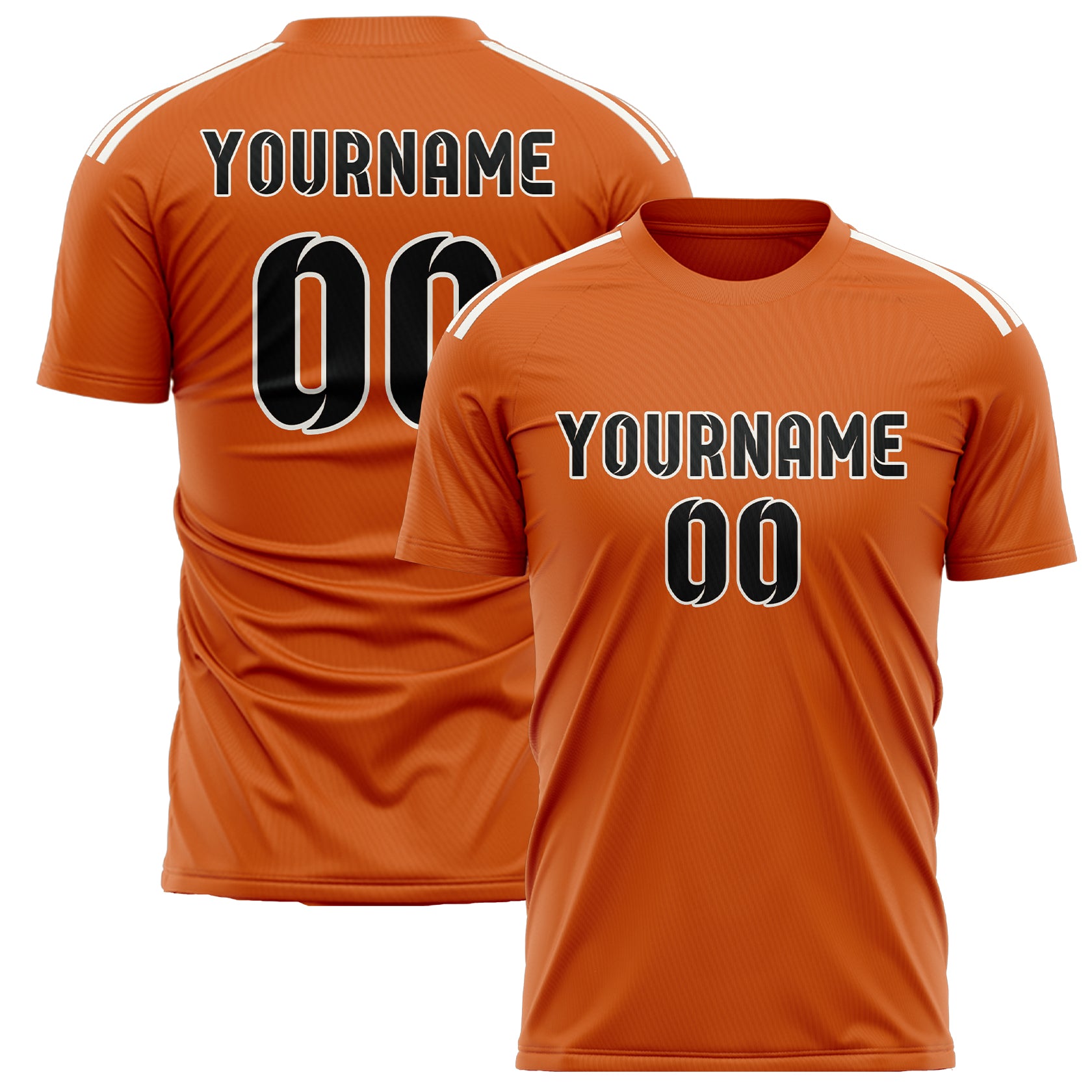 Custom Orange Black Soccer Jersey
