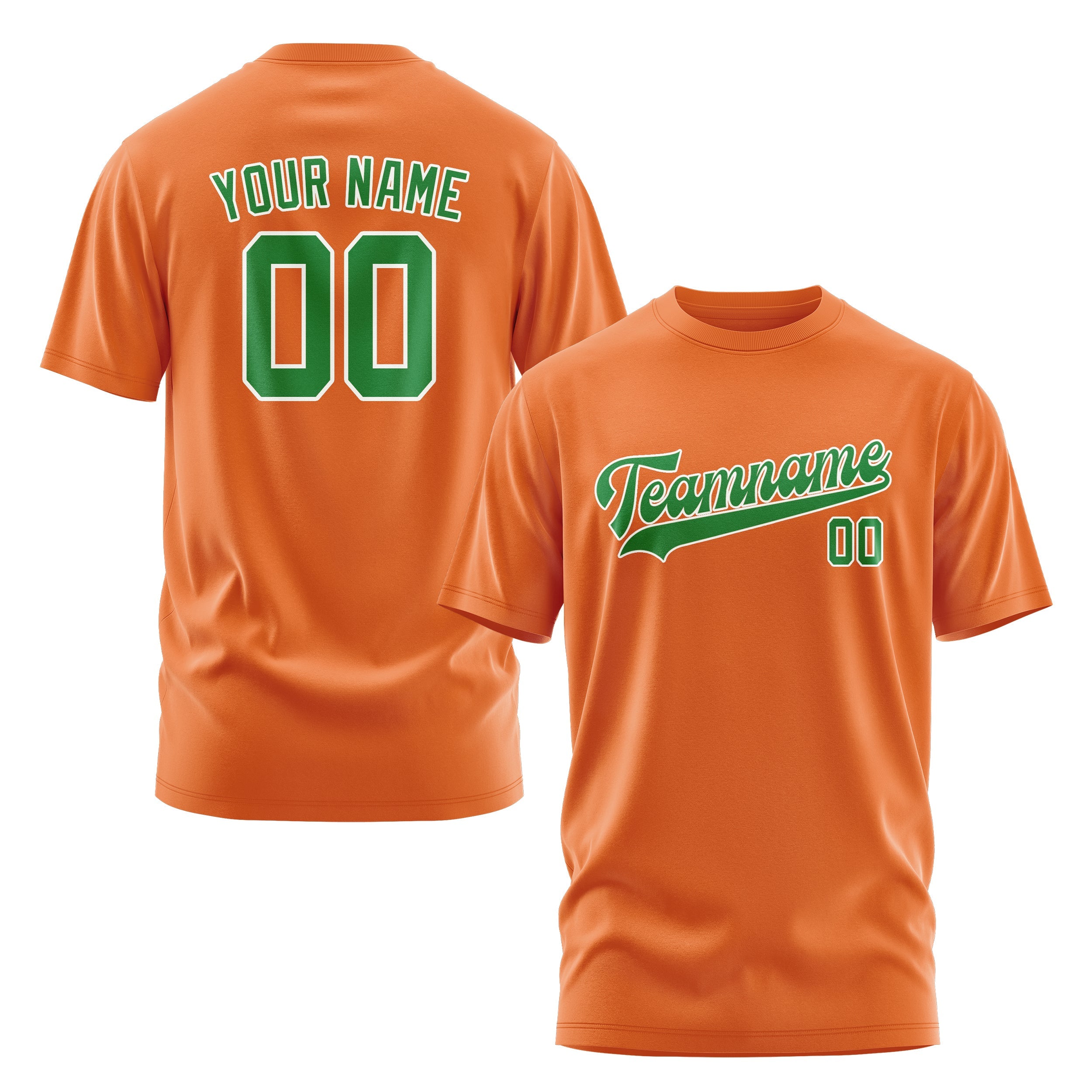 Custom Orange Emerald Green T-Shirt
