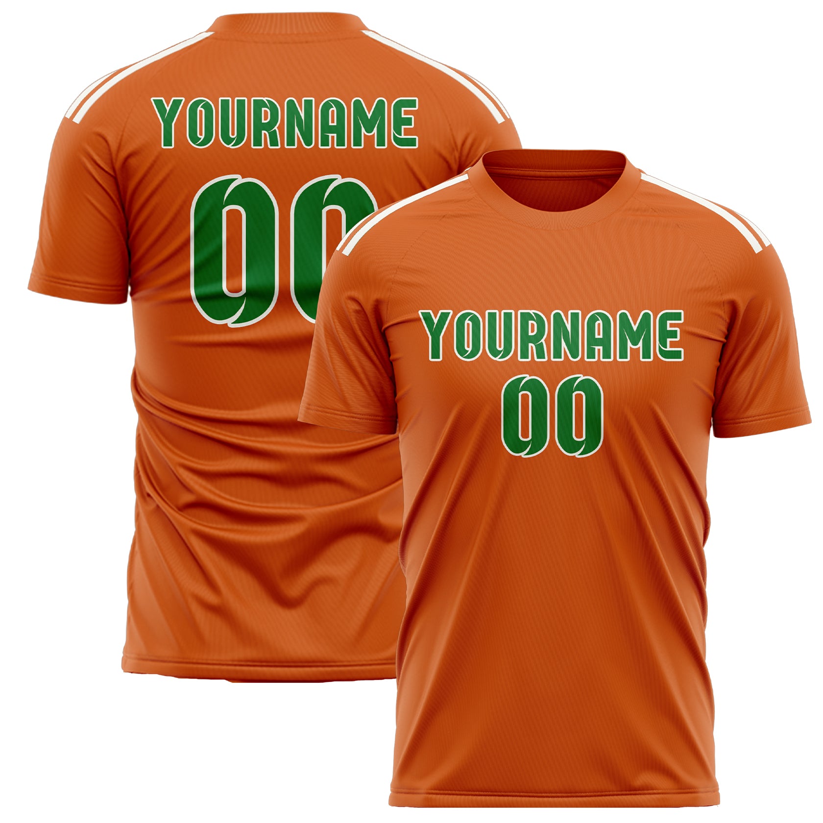 Custom Orange Emerald Green Soccer Jersey