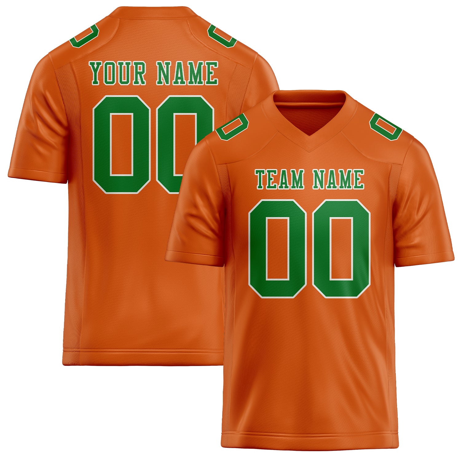 Custom Orange Emerald Green Football Jersey