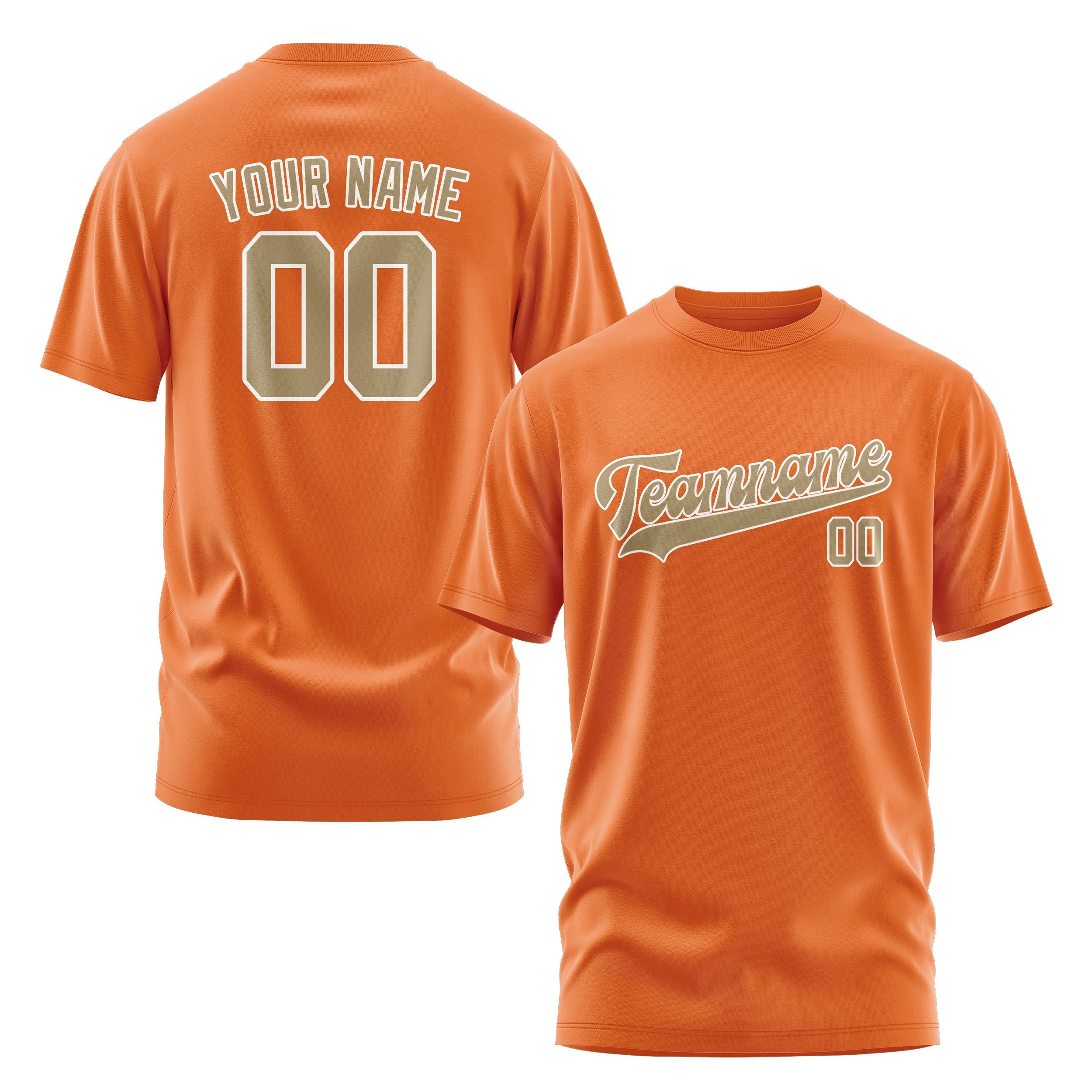 Custom Orange Light Khaki T-Shirt