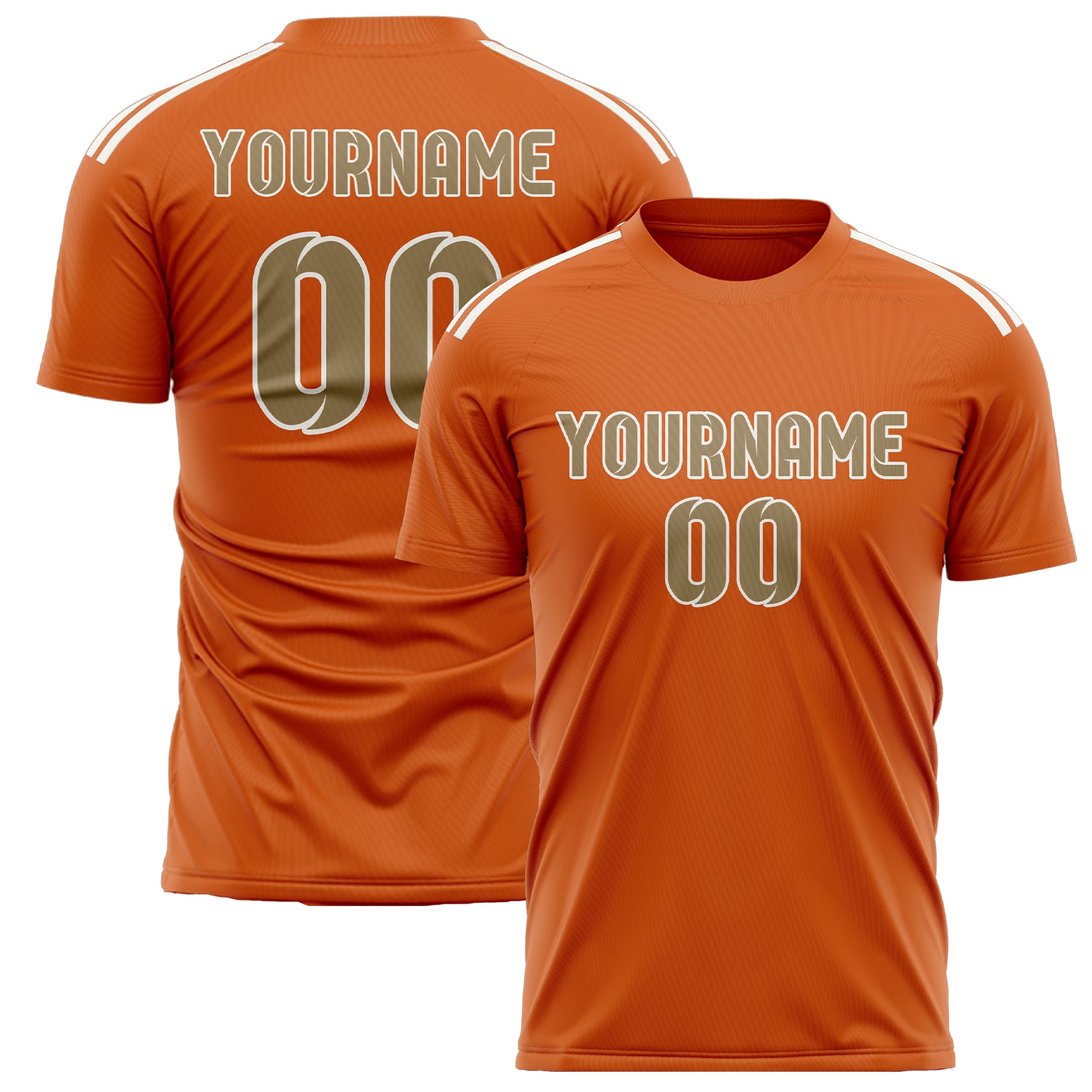 Custom Orange Light Khaki Soccer Jersey