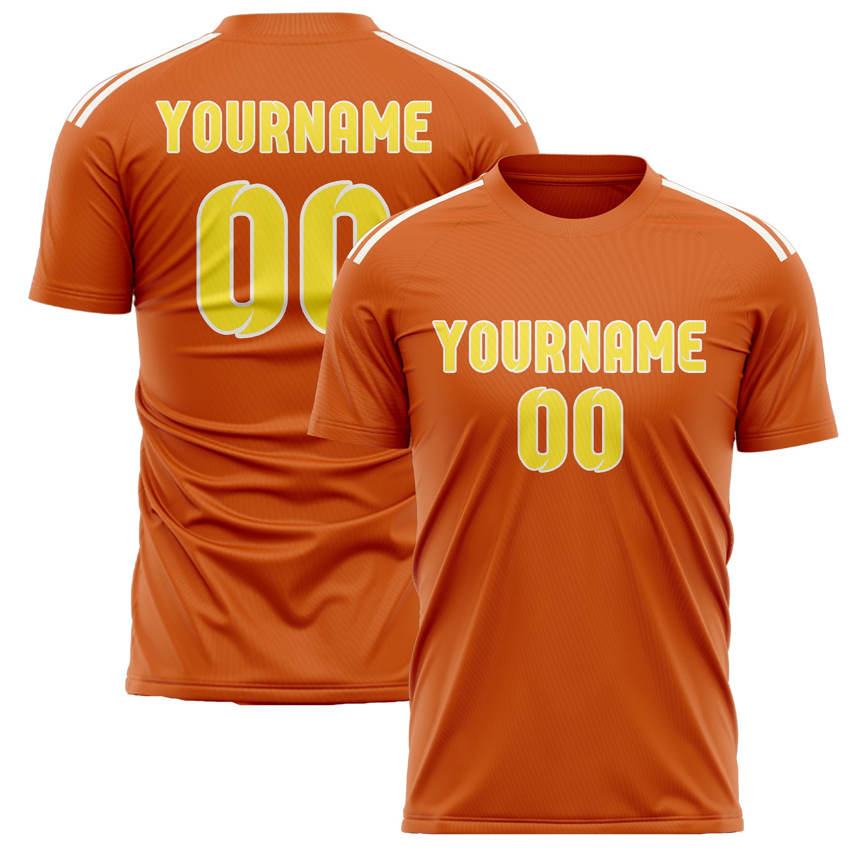 Custom Orange Light Yellow Soccer Jersey