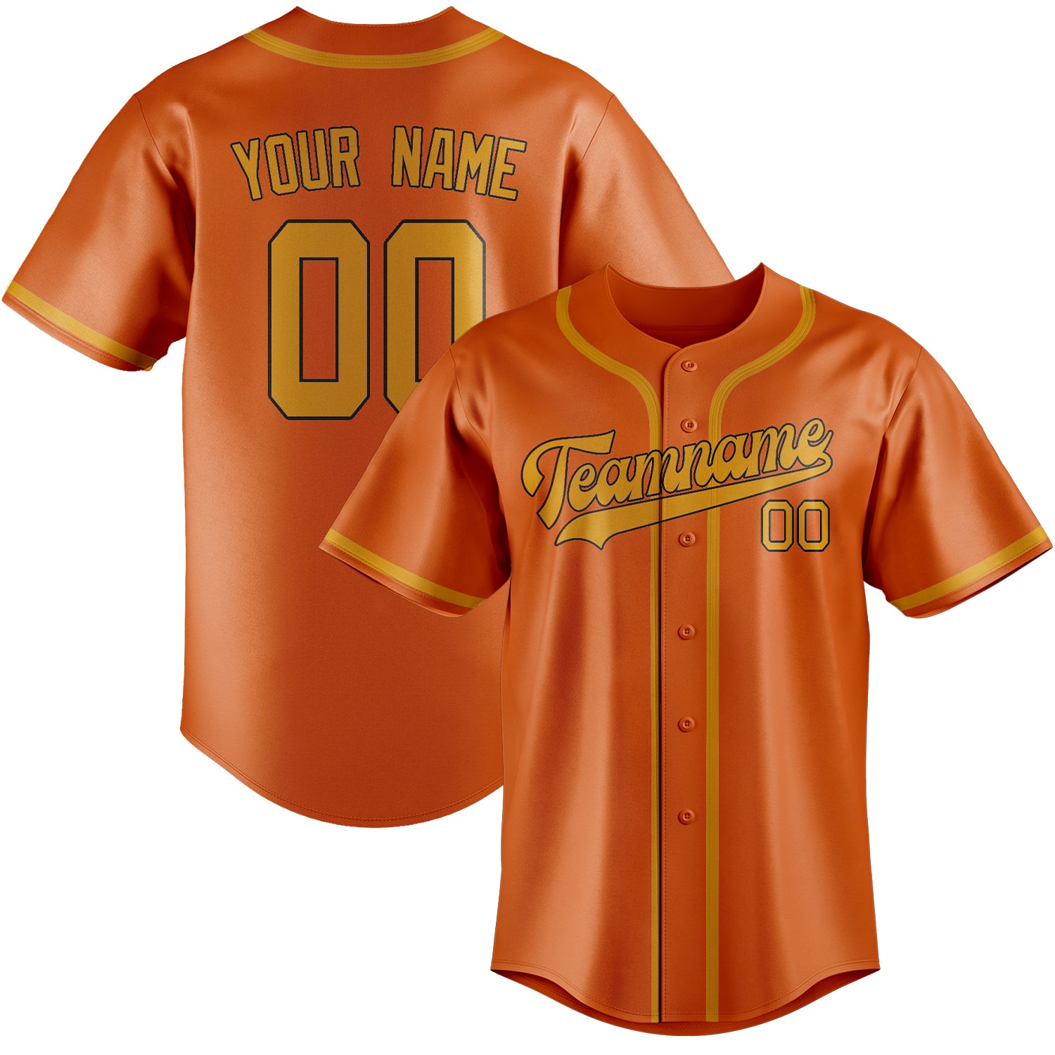 Custom Orange Yellow Baseball Jersey