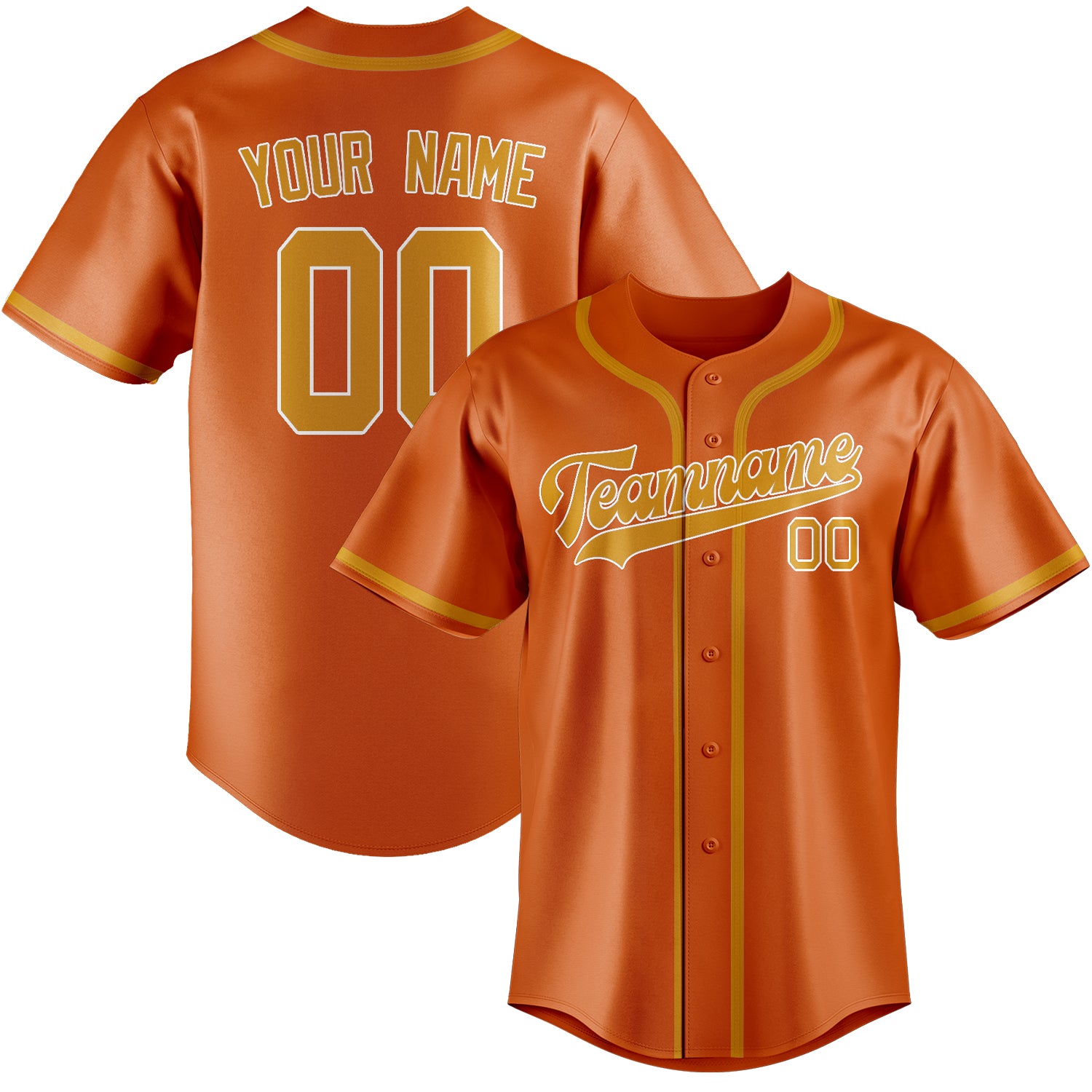 Custom Orange Yellow Baseball Jersey