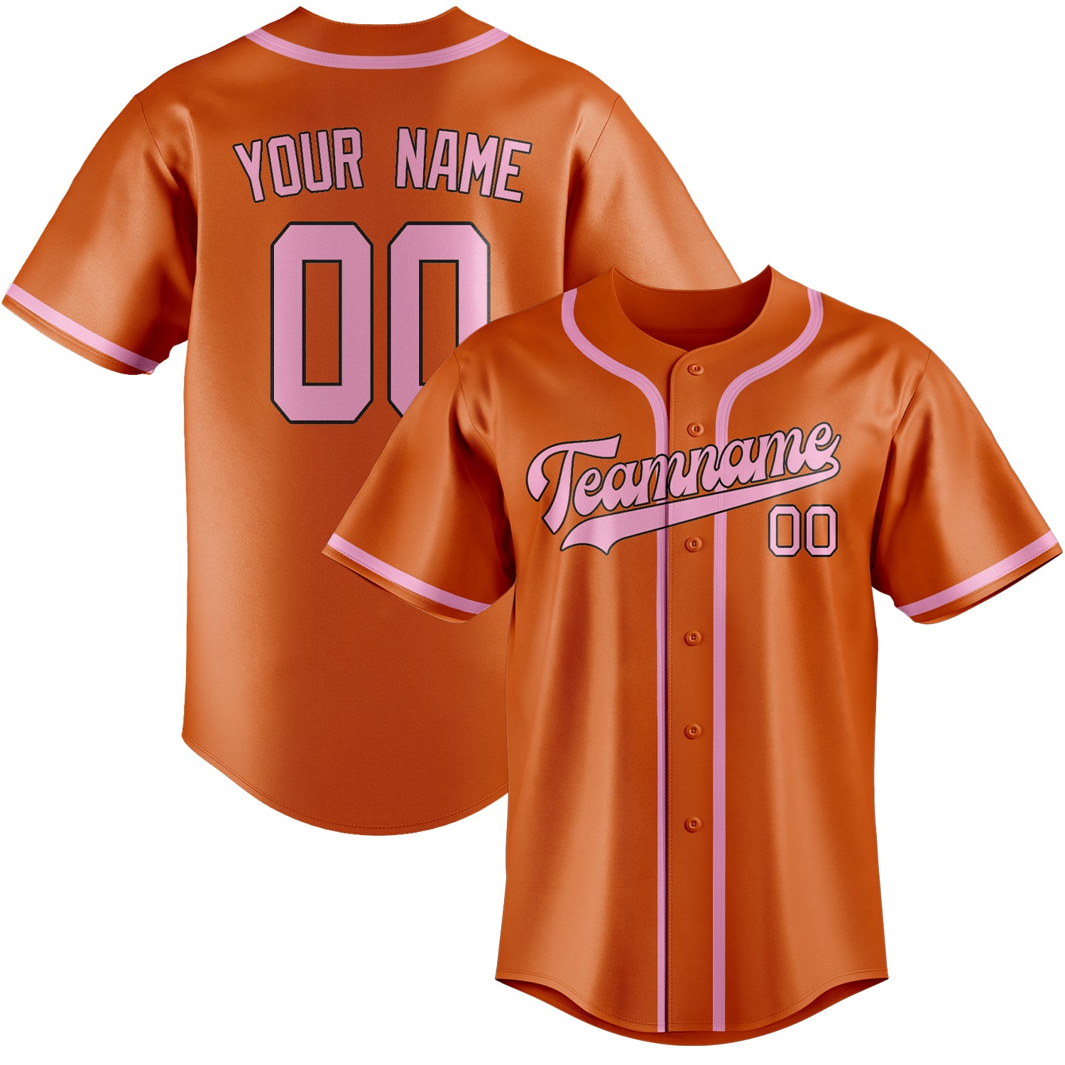 Custom Orange Light Pink Baseball Jersey