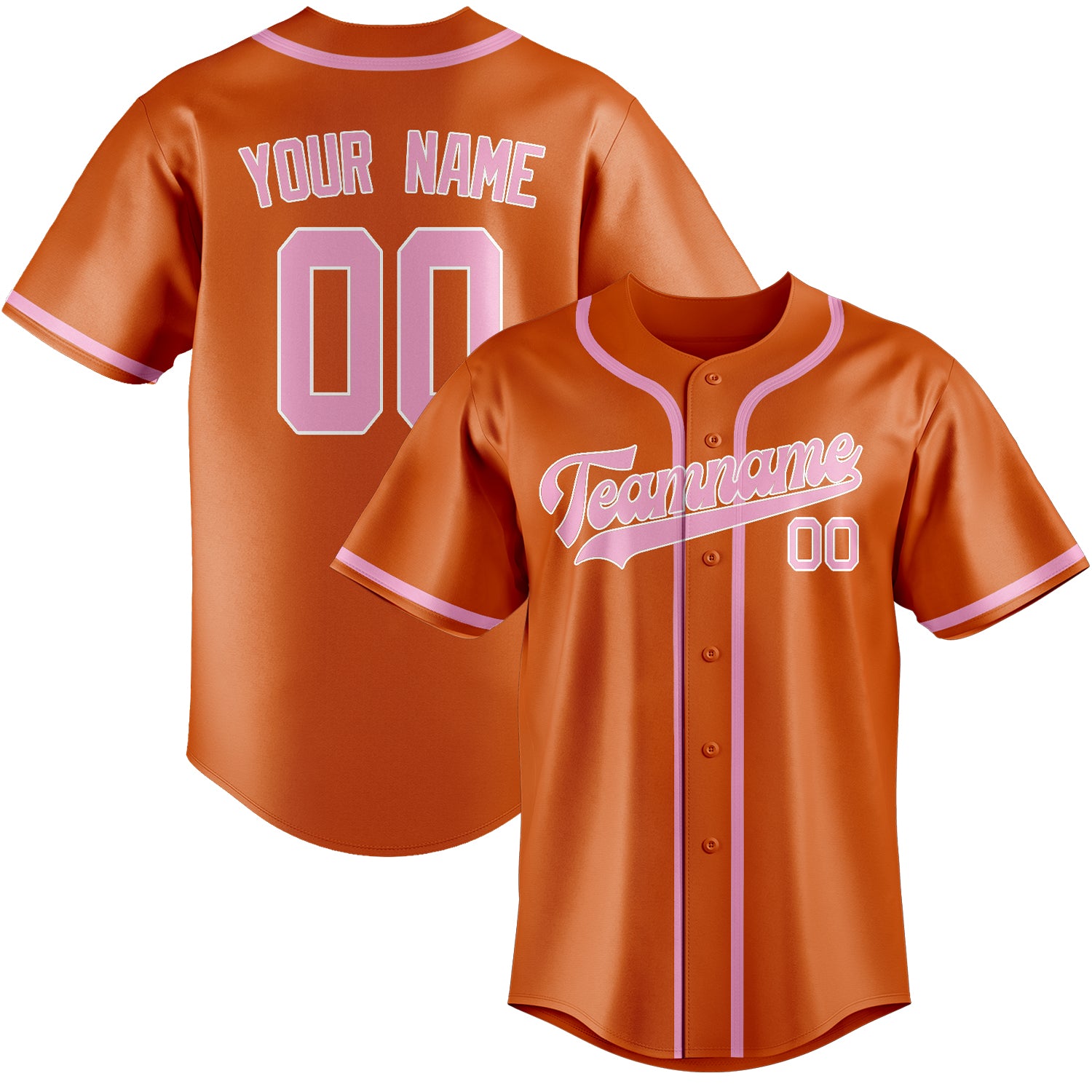 Custom Orange Light Pink Baseball Jersey