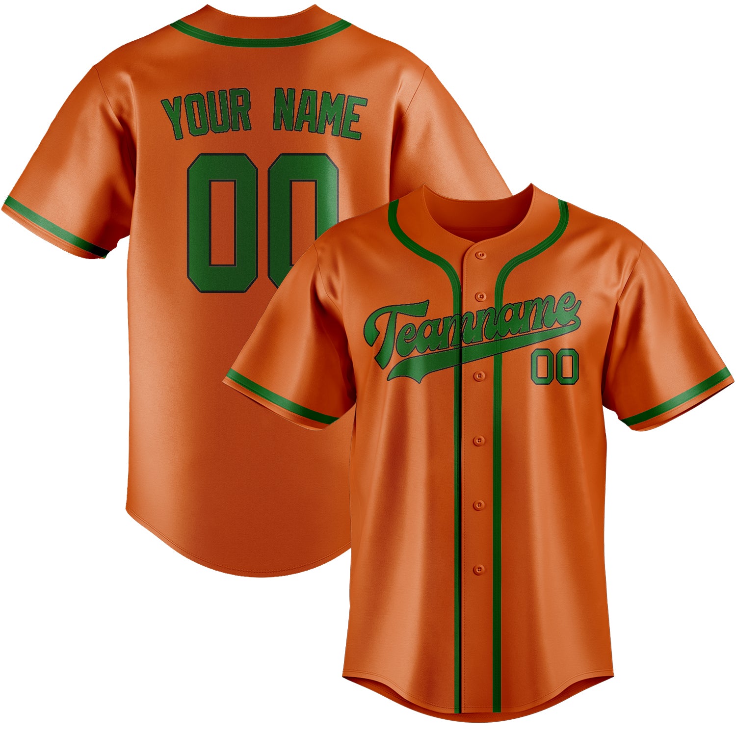 Custom Orange Emerald Green Baseball Jersey