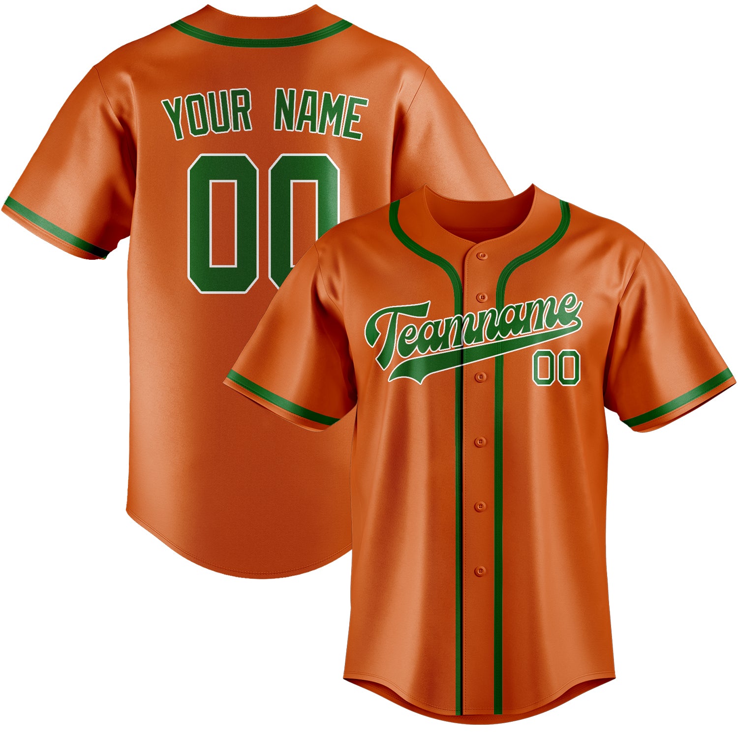 Custom Orange Emerald Green Baseball Jersey