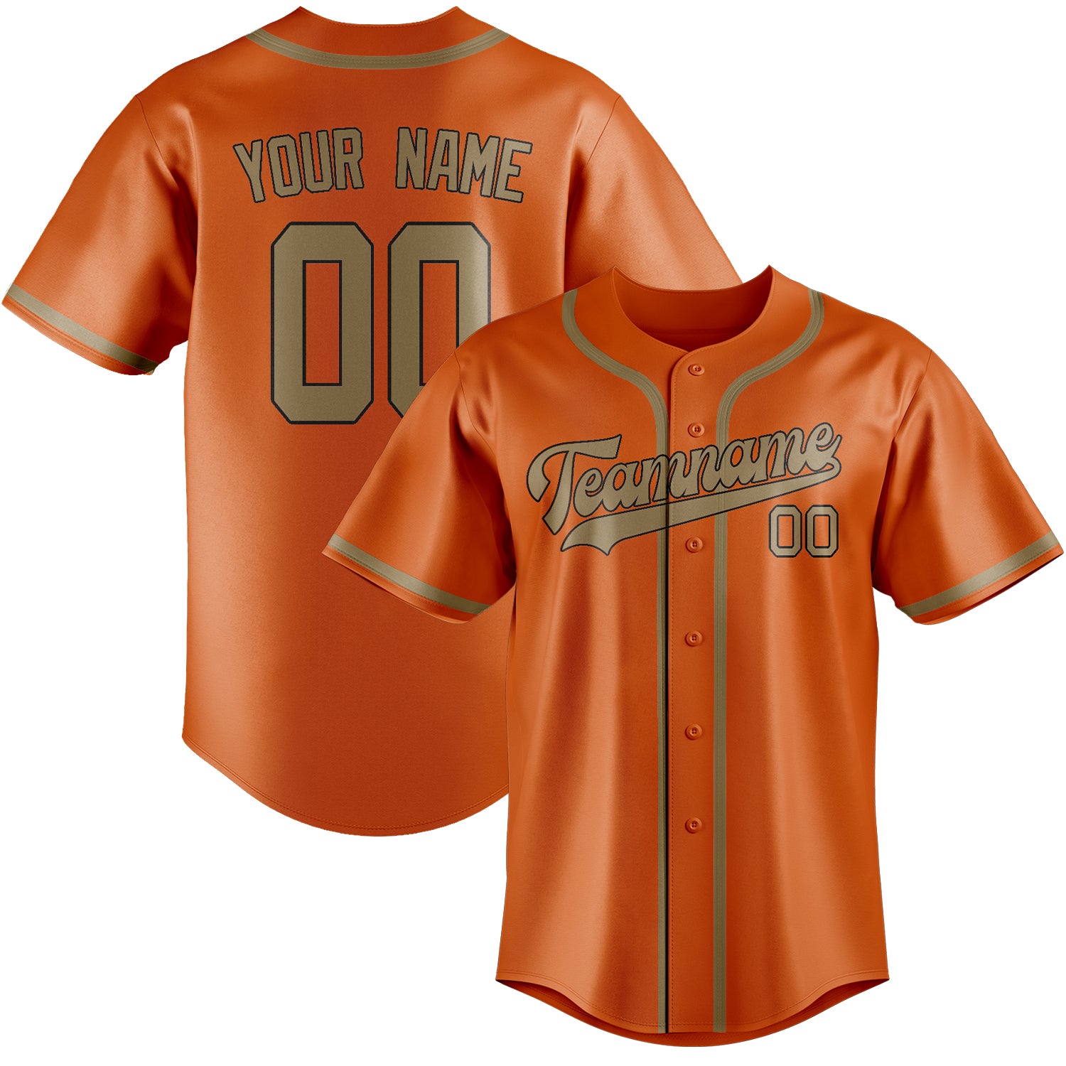 Custom Orange Light Khaki Baseball Jersey