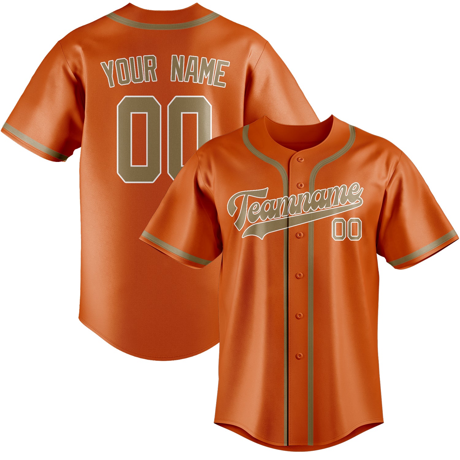 Custom Orange Light Khaki Baseball Jersey