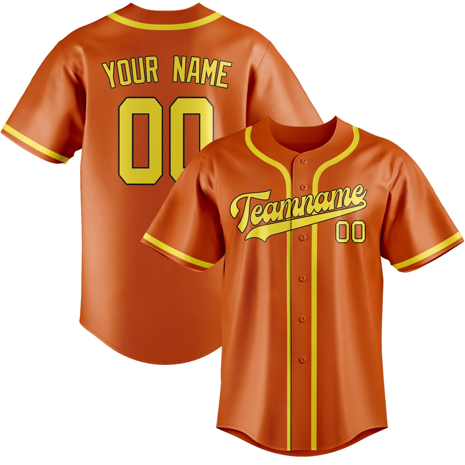 Custom Orange Light Yellow Baseball Jersey