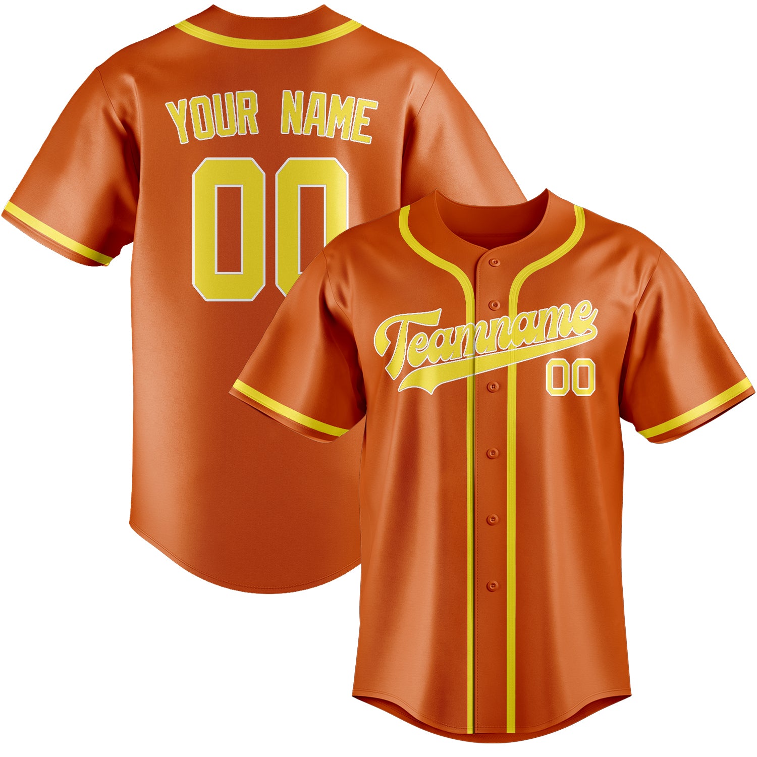 Custom Orange Light Yellow Baseball Jersey