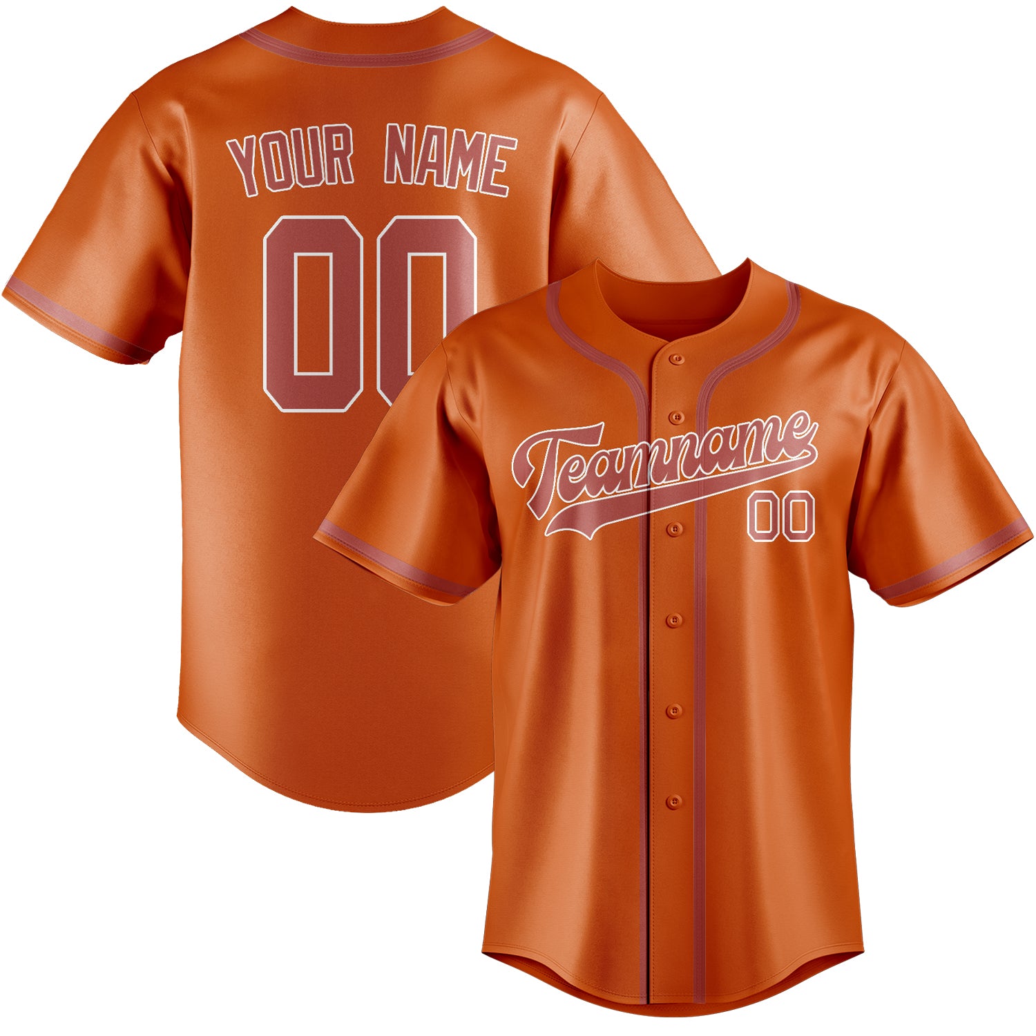 Custom Orange Copper Rose Baseball Jersey
