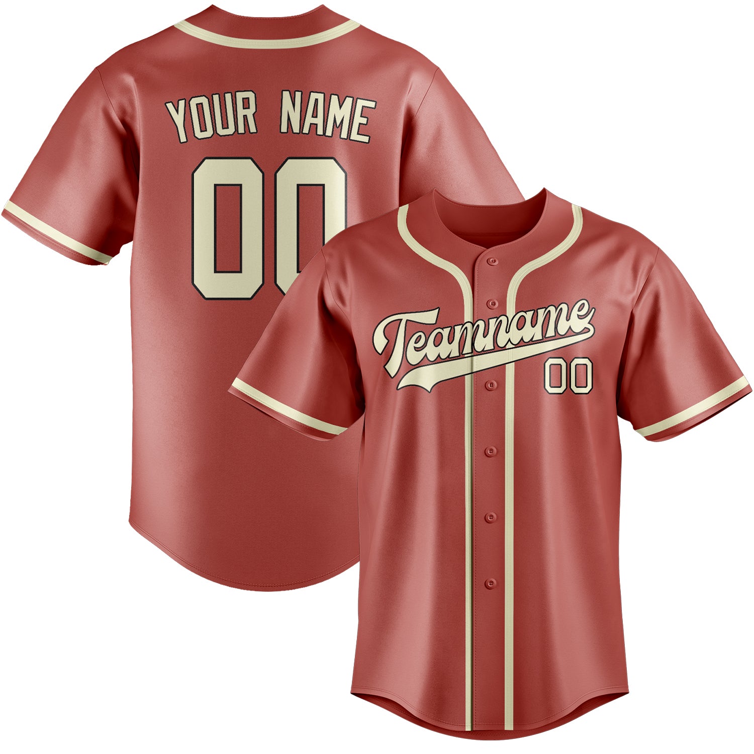 Custom Copper Rose Cream Baseball Jersey