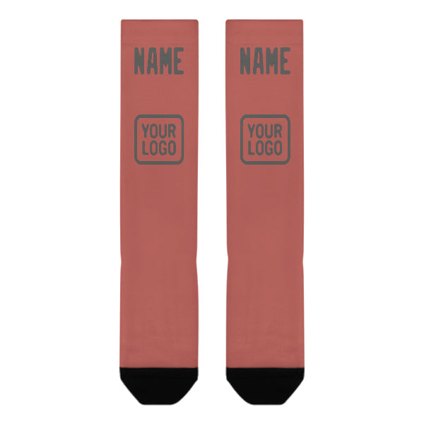 Custom Copper Rose Dark Grey Knee-High Sock
