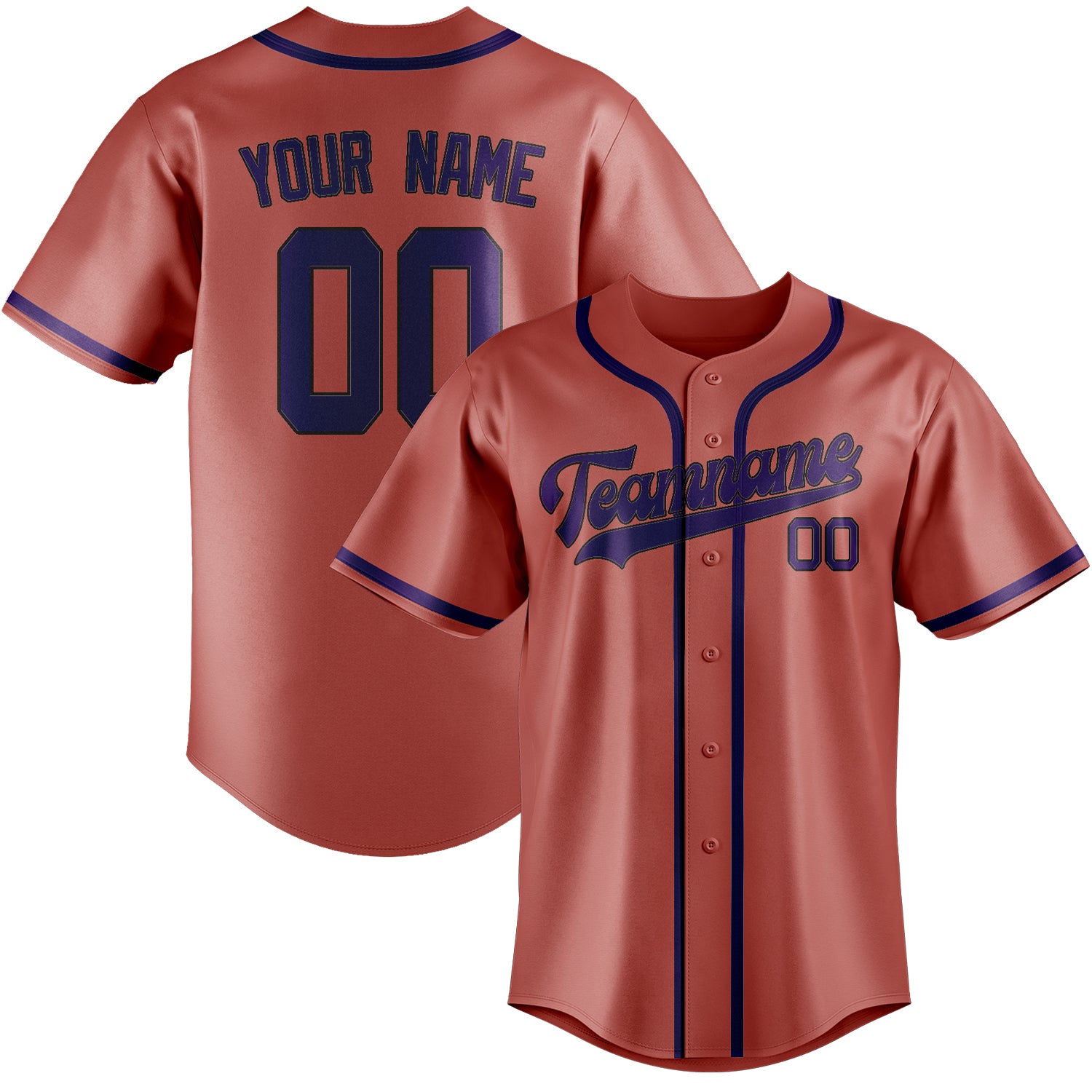 Custom Copper Rose Purple Baseball Jersey