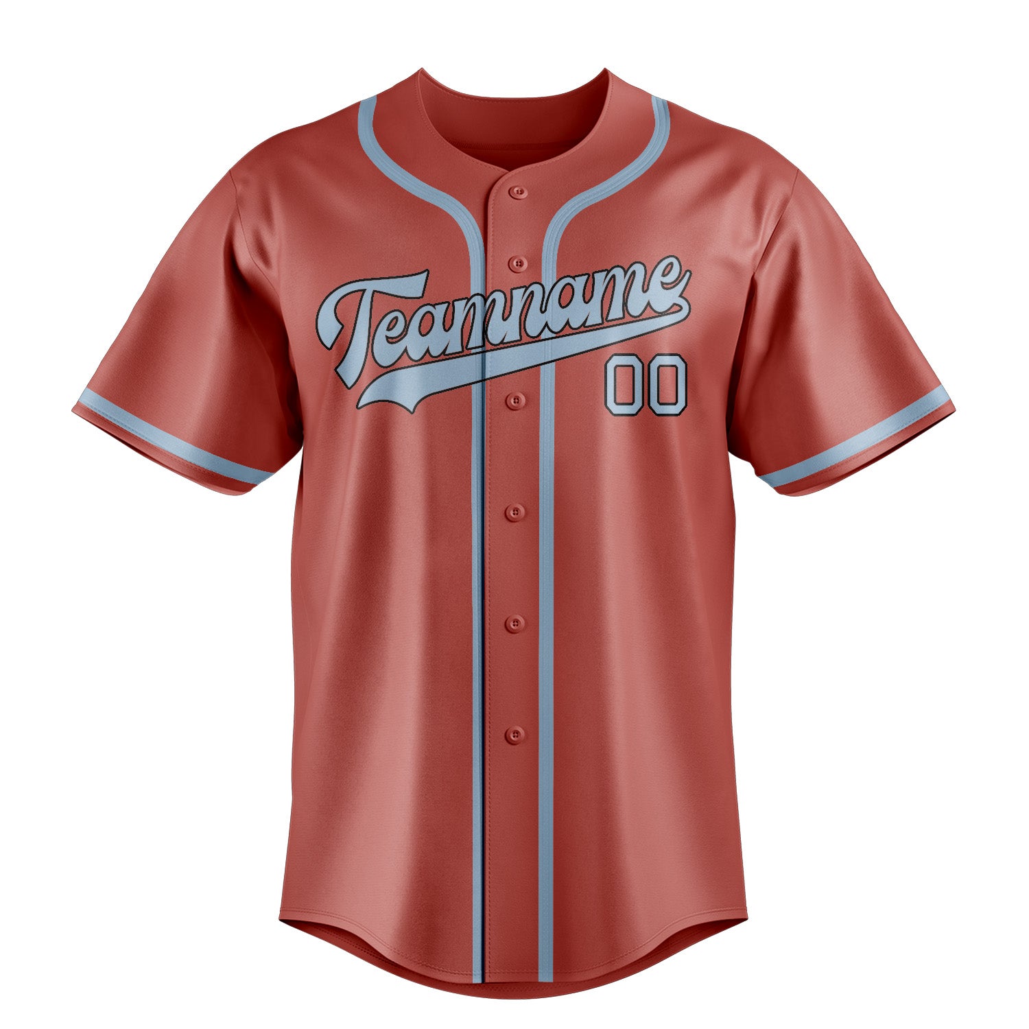 Custom Copper Rose Light Blue Baseball Jersey