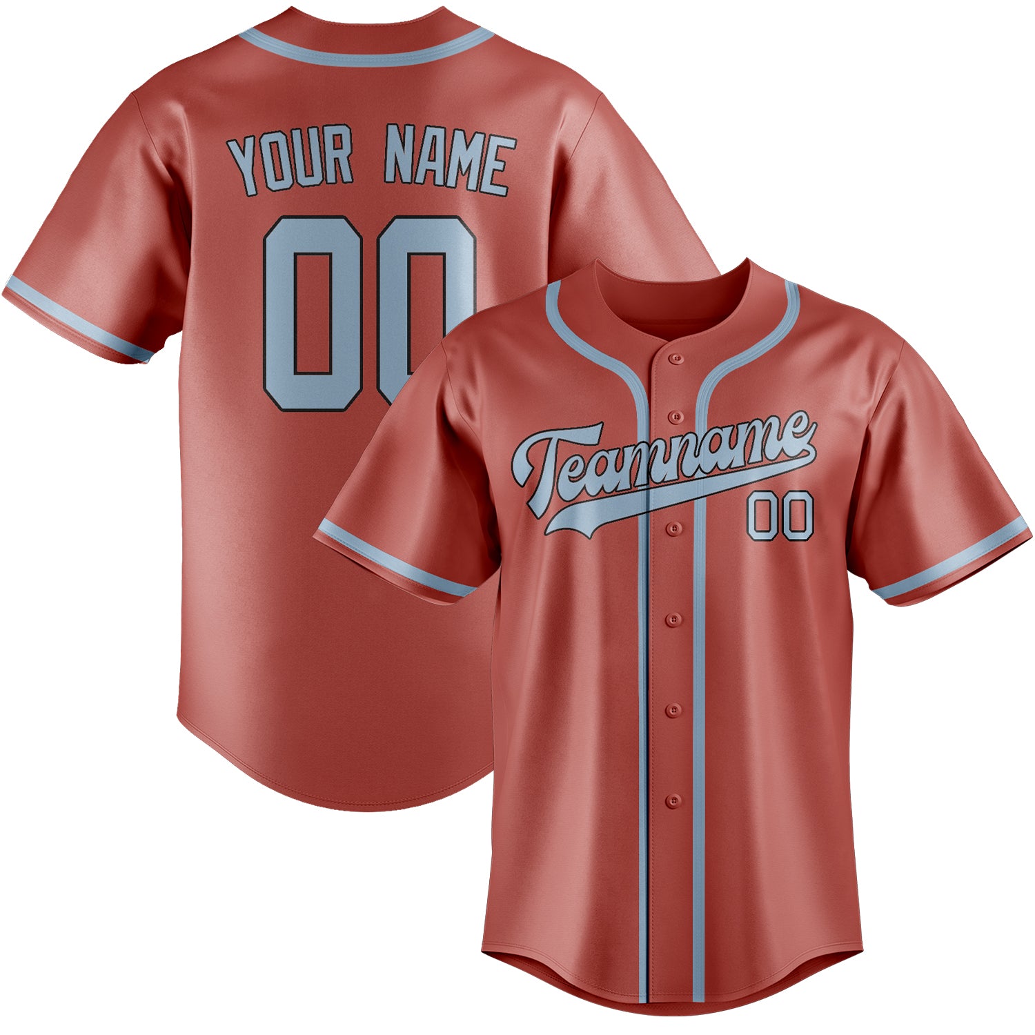 Custom Copper Rose Light Blue Baseball Jersey