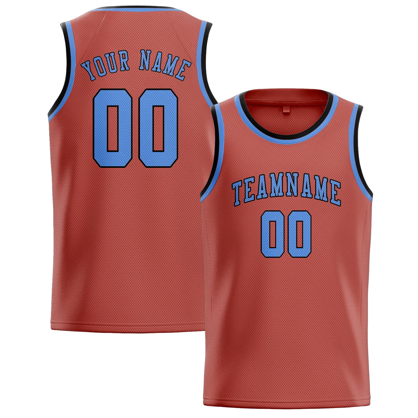 Custom Copper Rose Light Blue Basketball Jersey