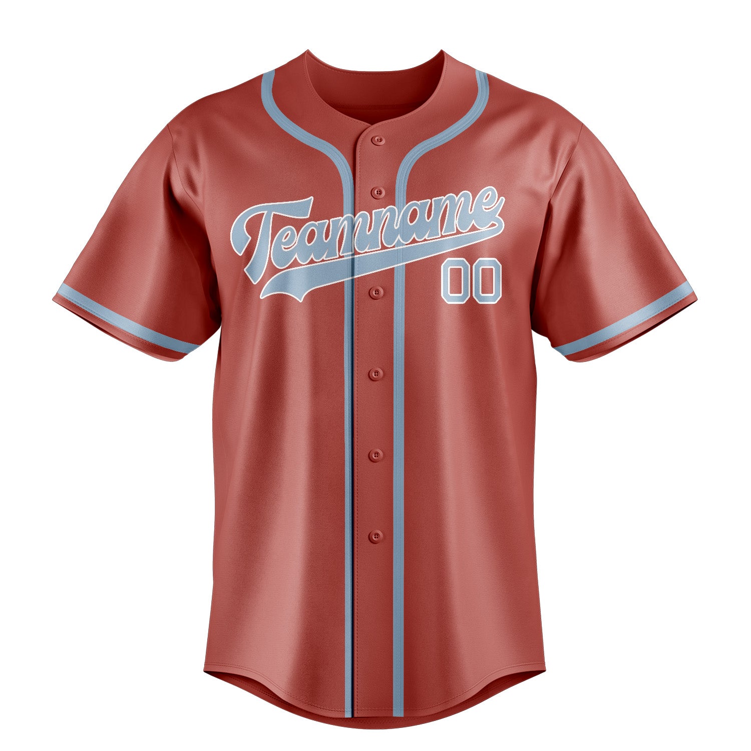 Custom Copper Rose Light Blue Baseball Jersey