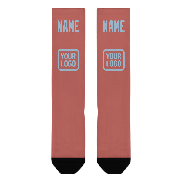 Custom Copper Rose Light Blue Knee-High Sock
