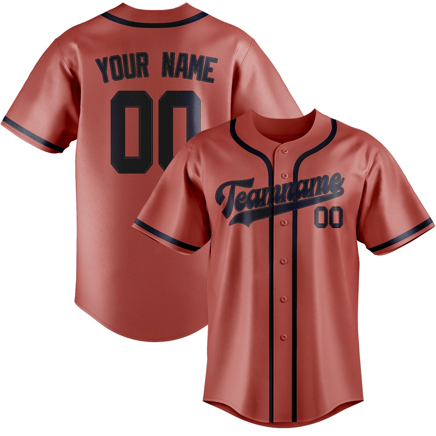 Custom Copper Rose Navy Baseball Jersey