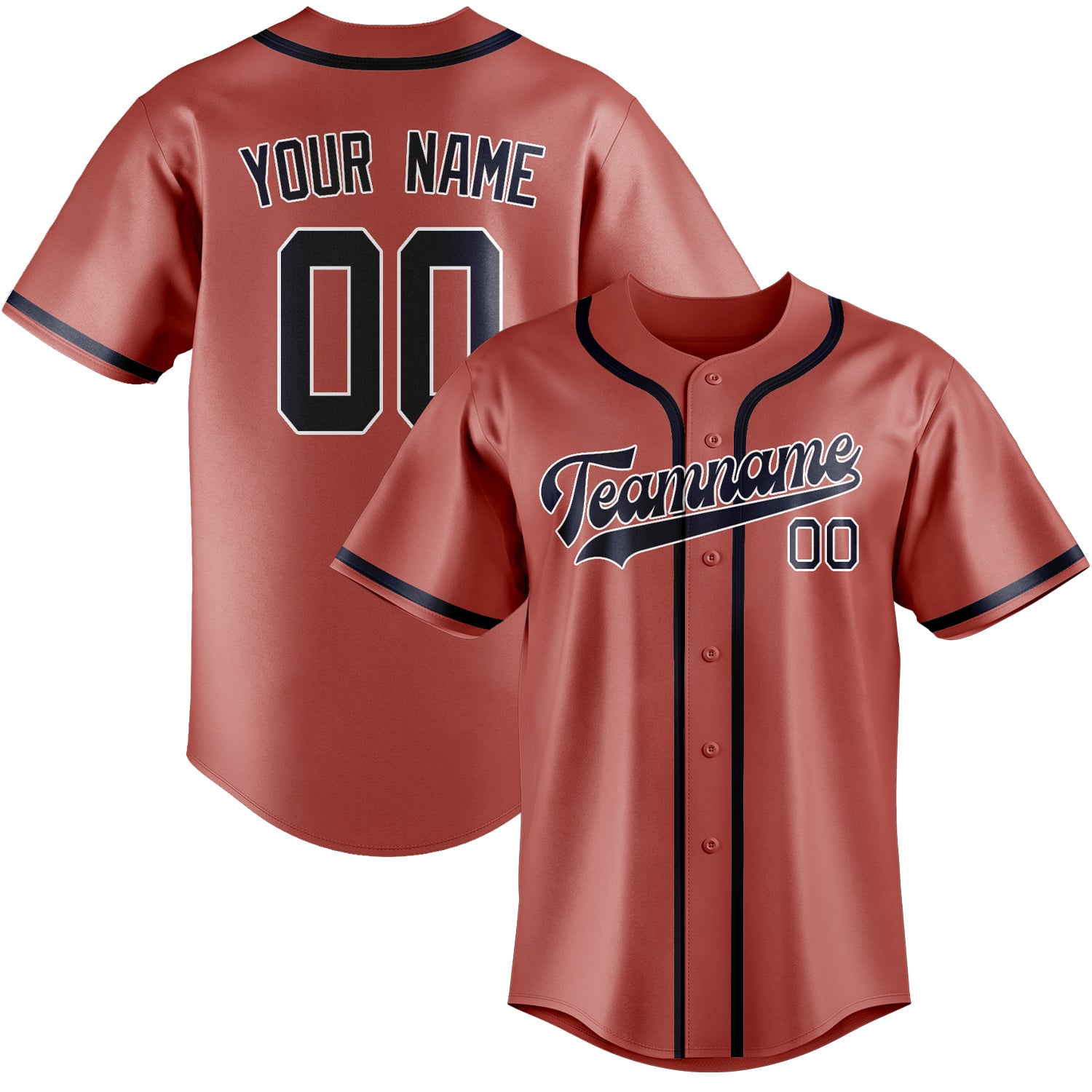 Custom Copper Rose Navy Baseball Jersey