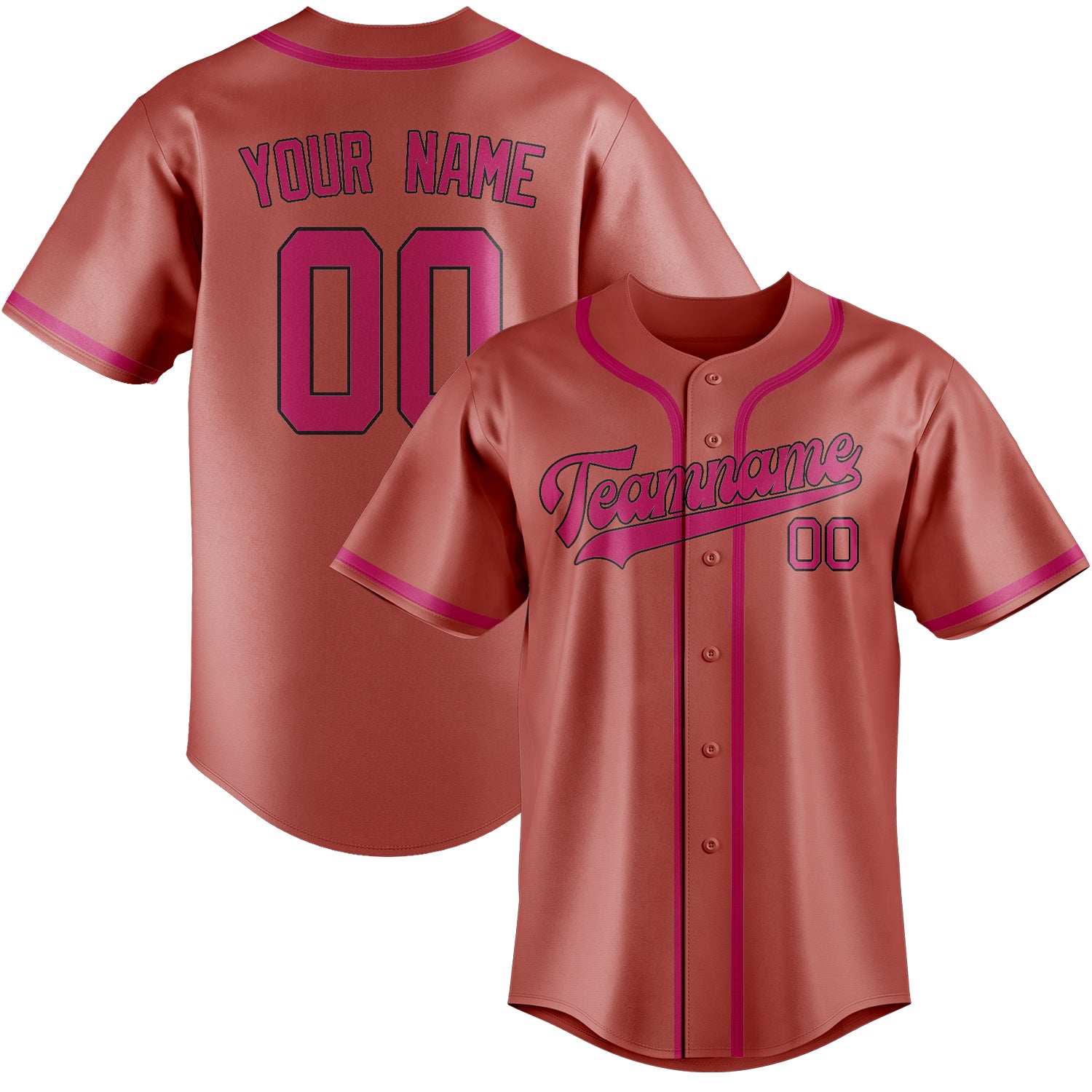 Custom Copper Rose Pink Baseball Jersey