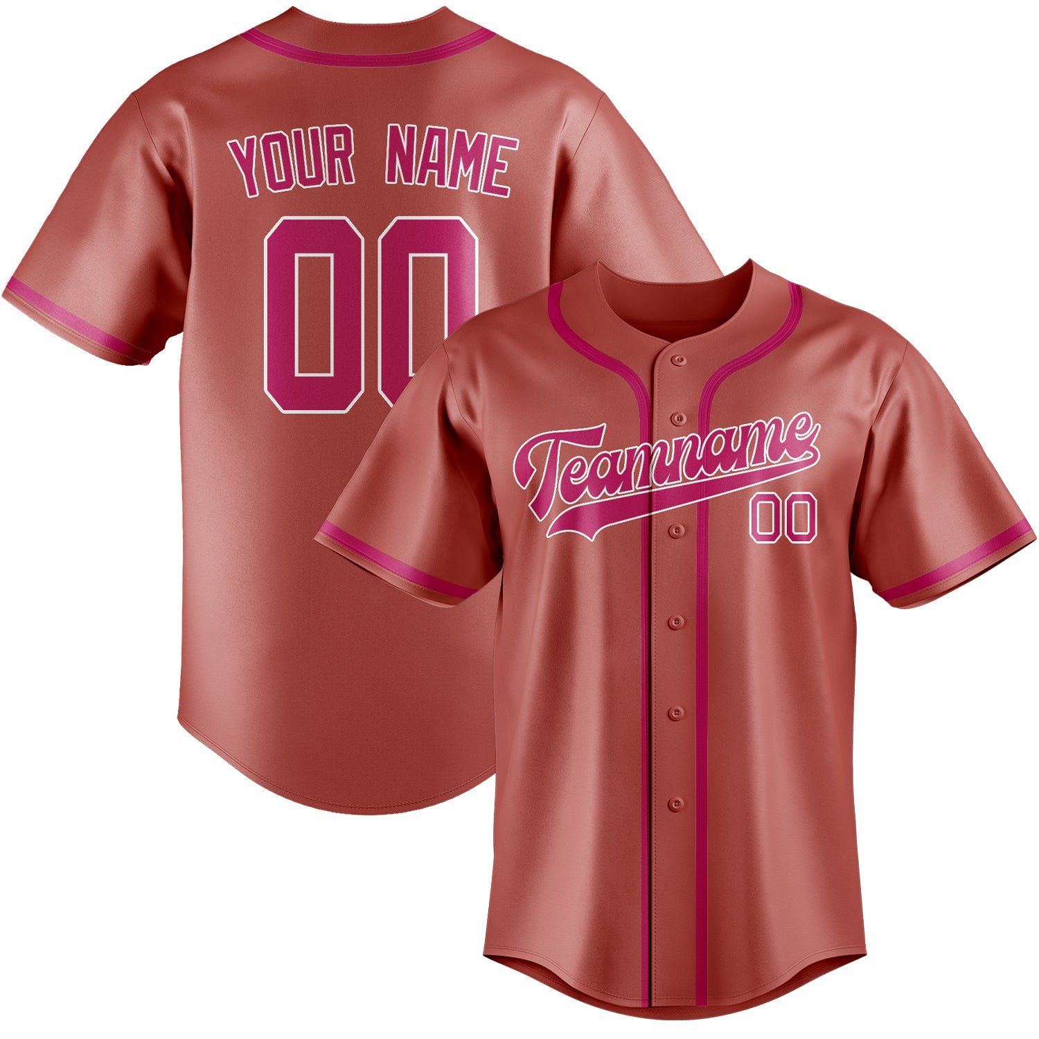 Custom Copper Rose Pink Baseball Jersey