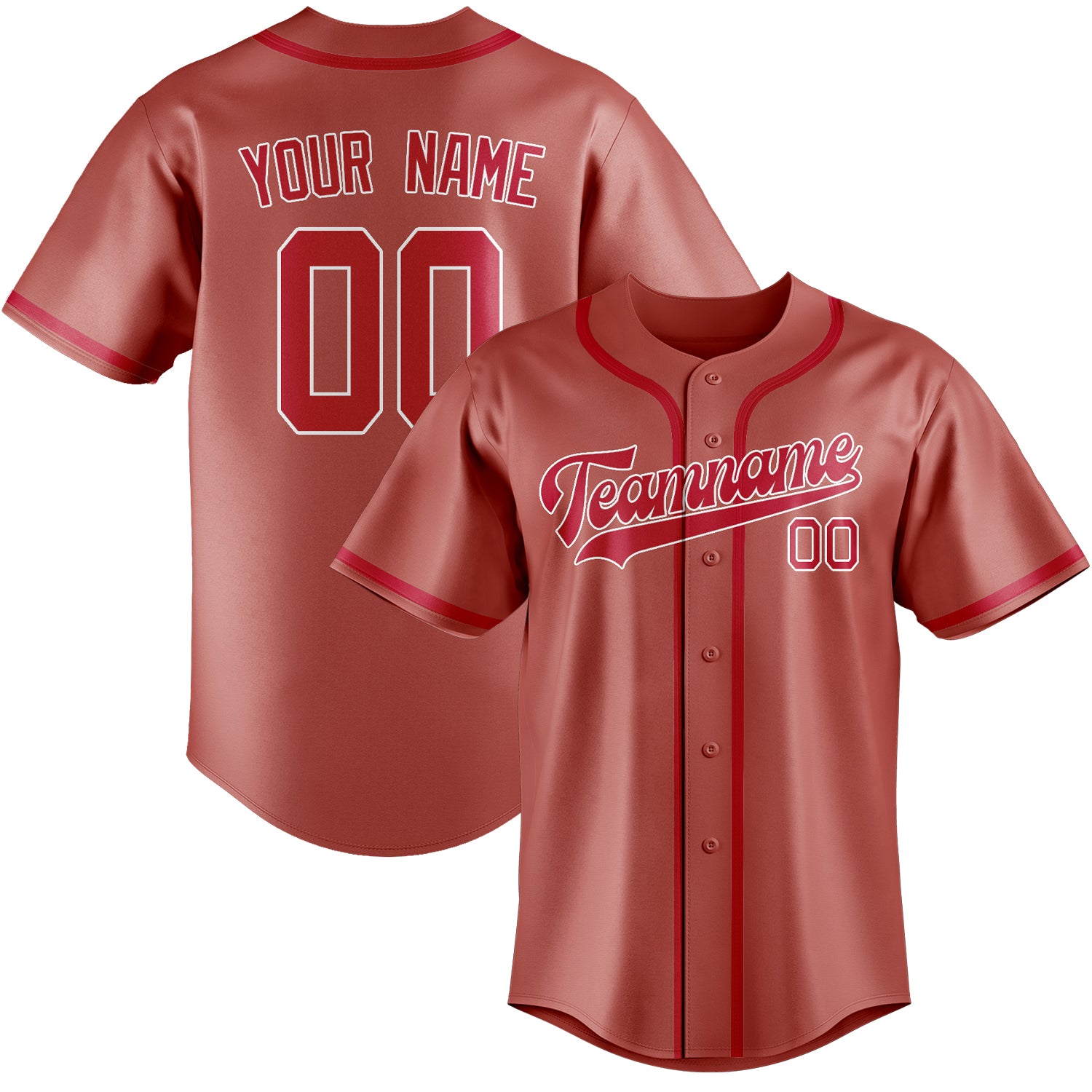 Custom Copper Rose Red Baseball Jersey