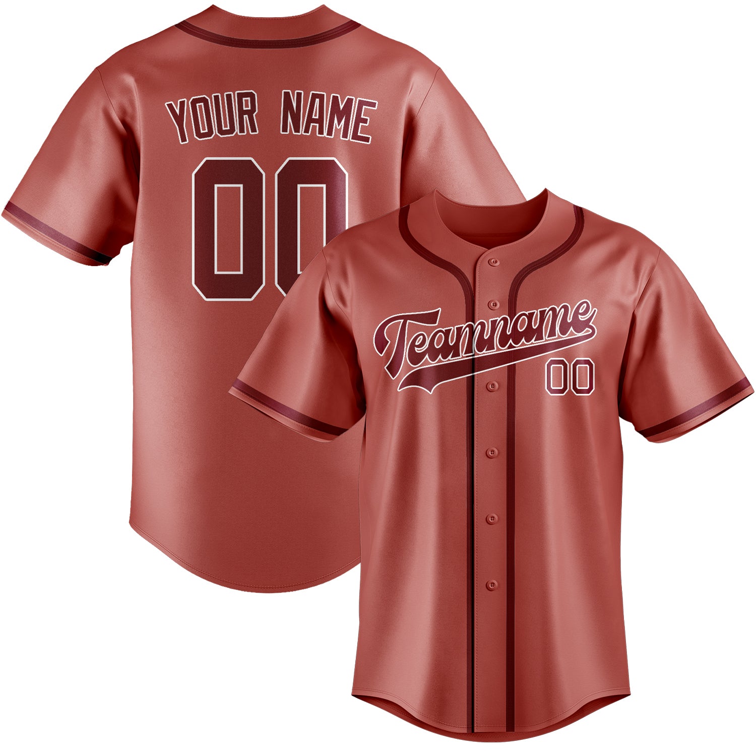 Custom Copper Rose Crimson Red Baseball Jersey