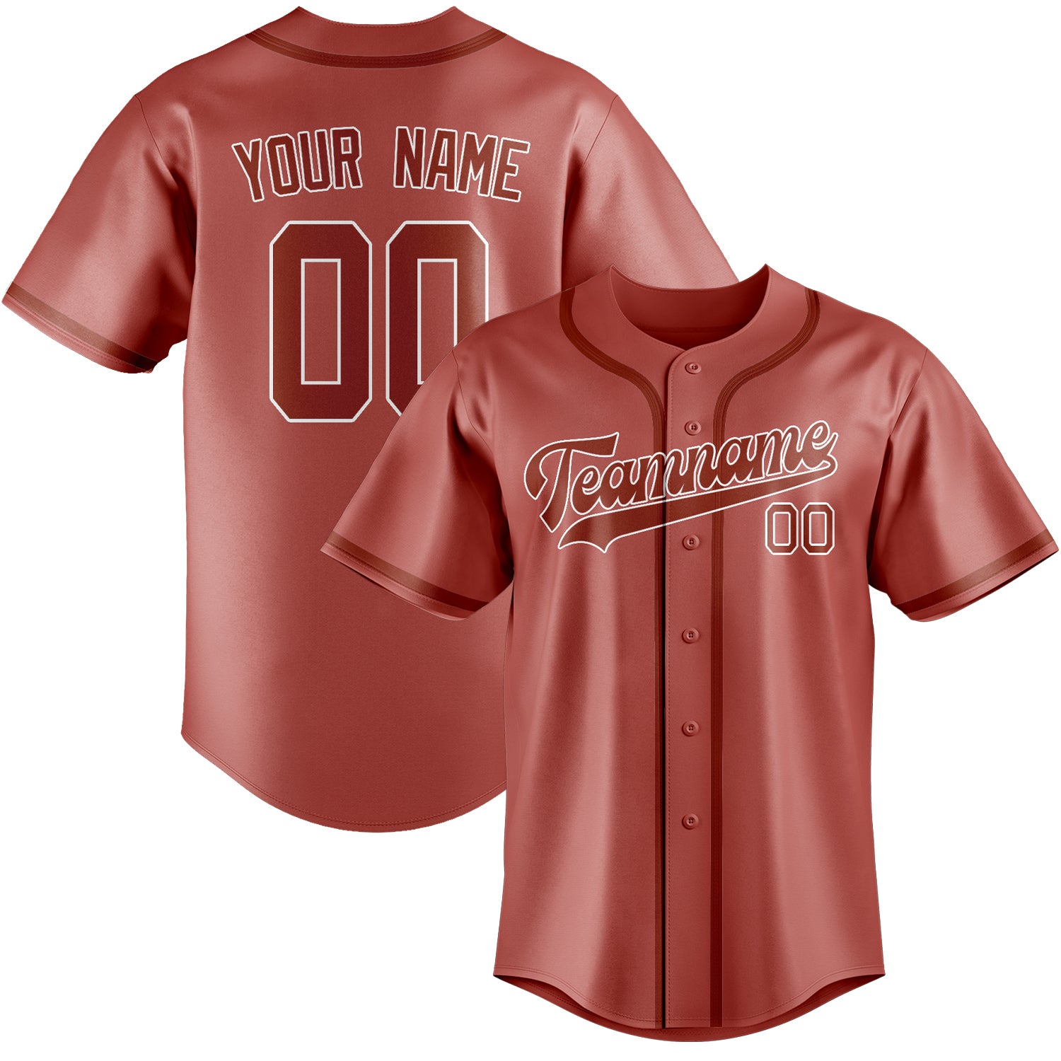 Custom Copper Rose Coral Red Baseball Jersey