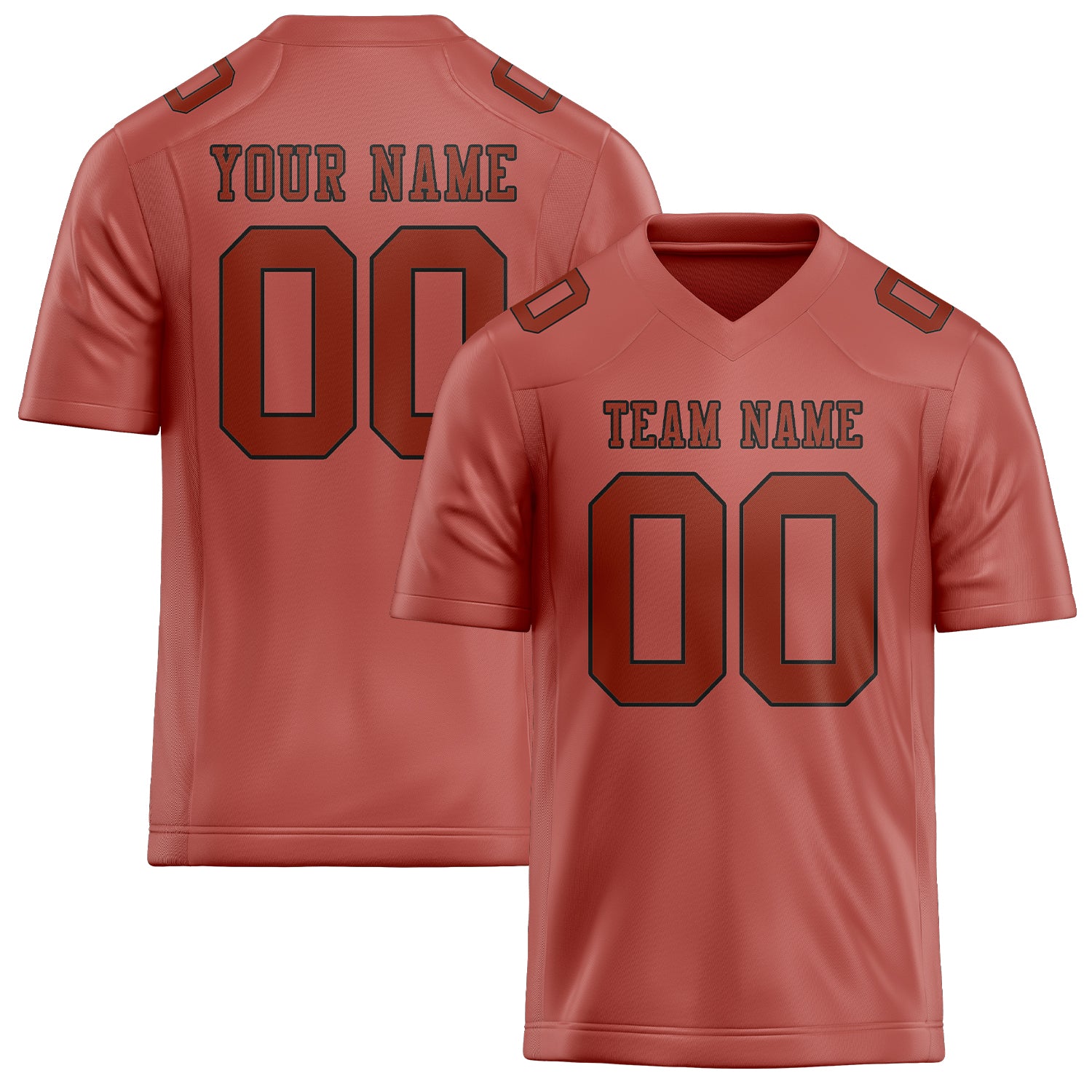 Custom Copper Rose Coral Red Football Jersey