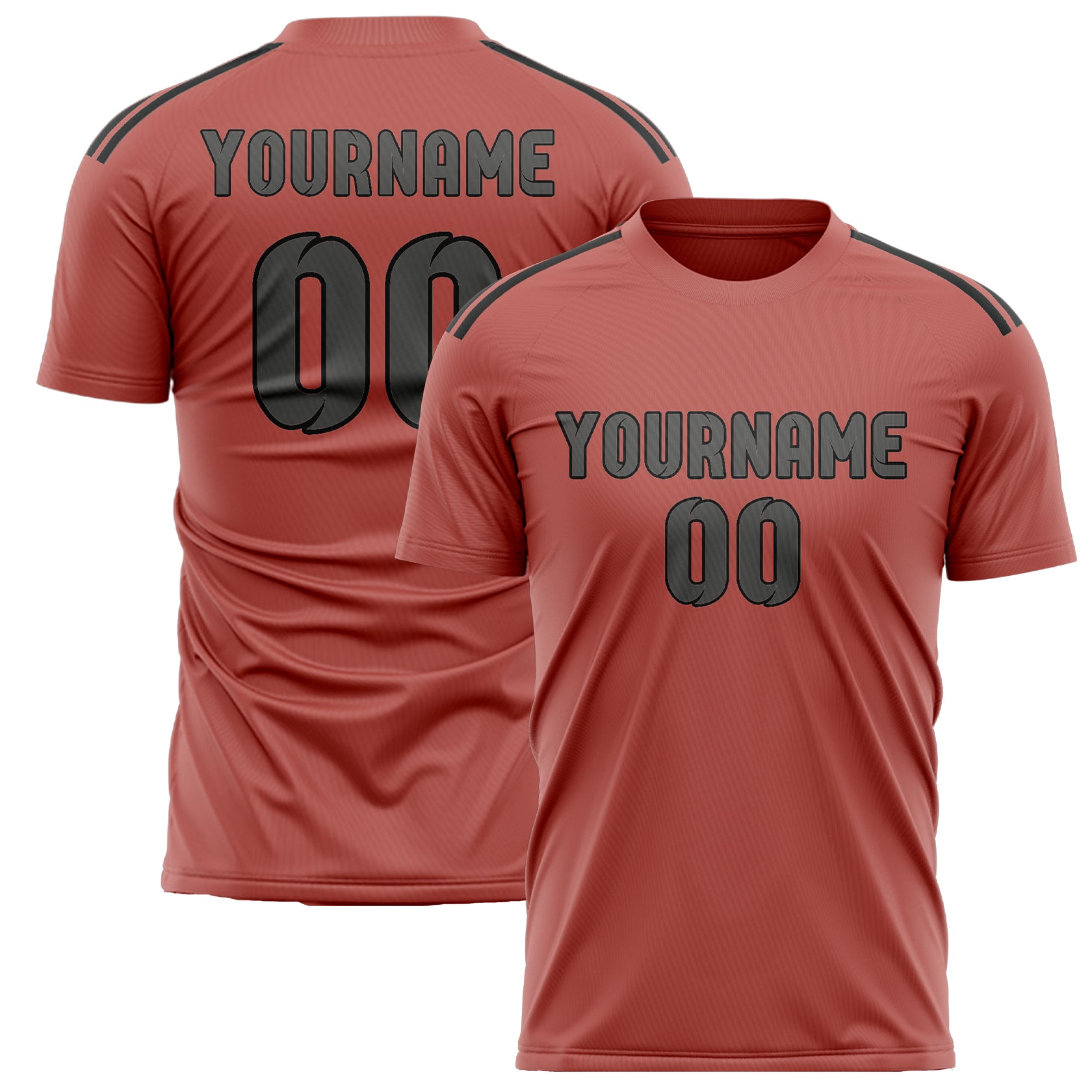 Custom Copper Rose Dark Grey Soccer Jersey